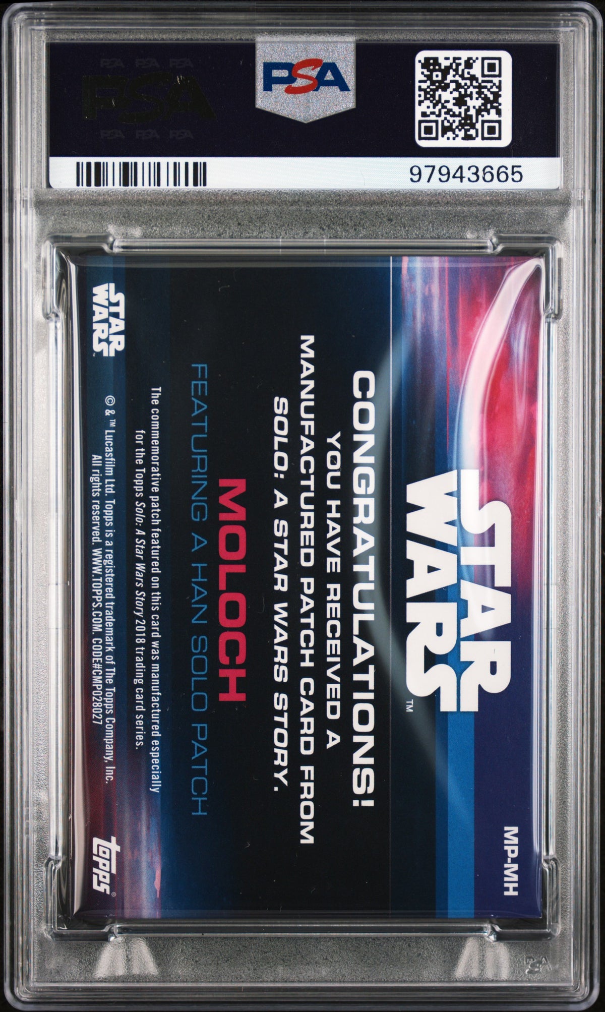 2018 Star Wars - Moloch + Han SOLO #MP-MH - SOLO Movie - Patch Relics - PSA