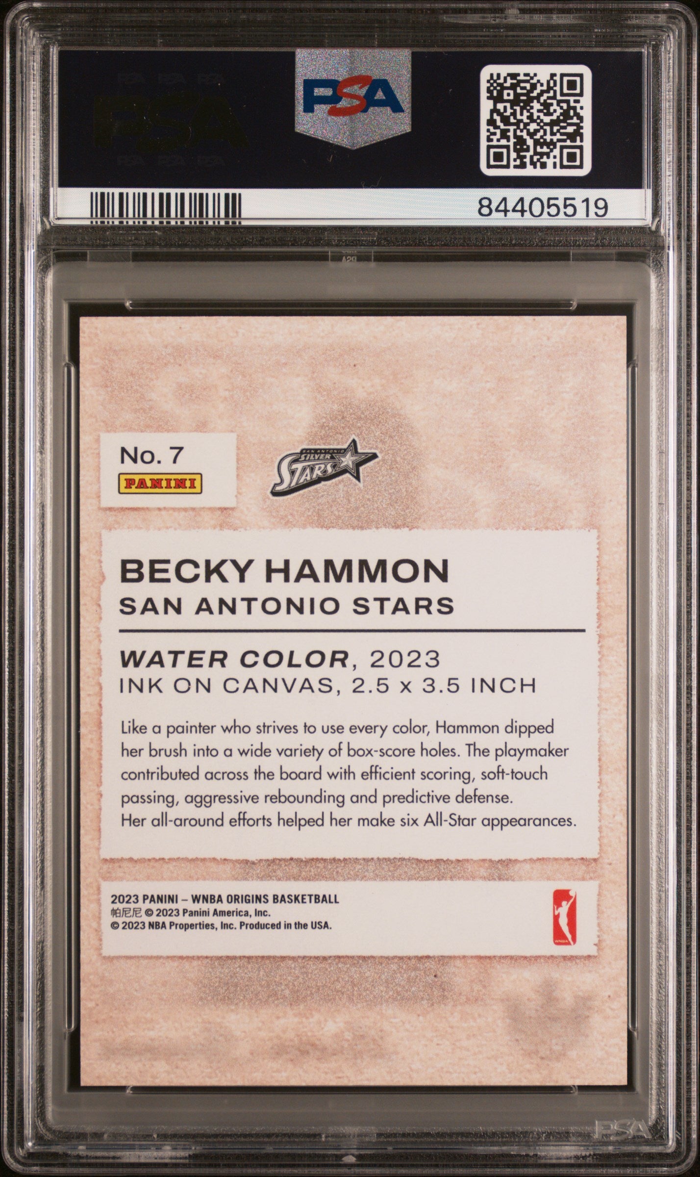 2023 Panini Origins POP 1 WNBA Water Color Becky Hammon #7 PSA 9 - POP 1