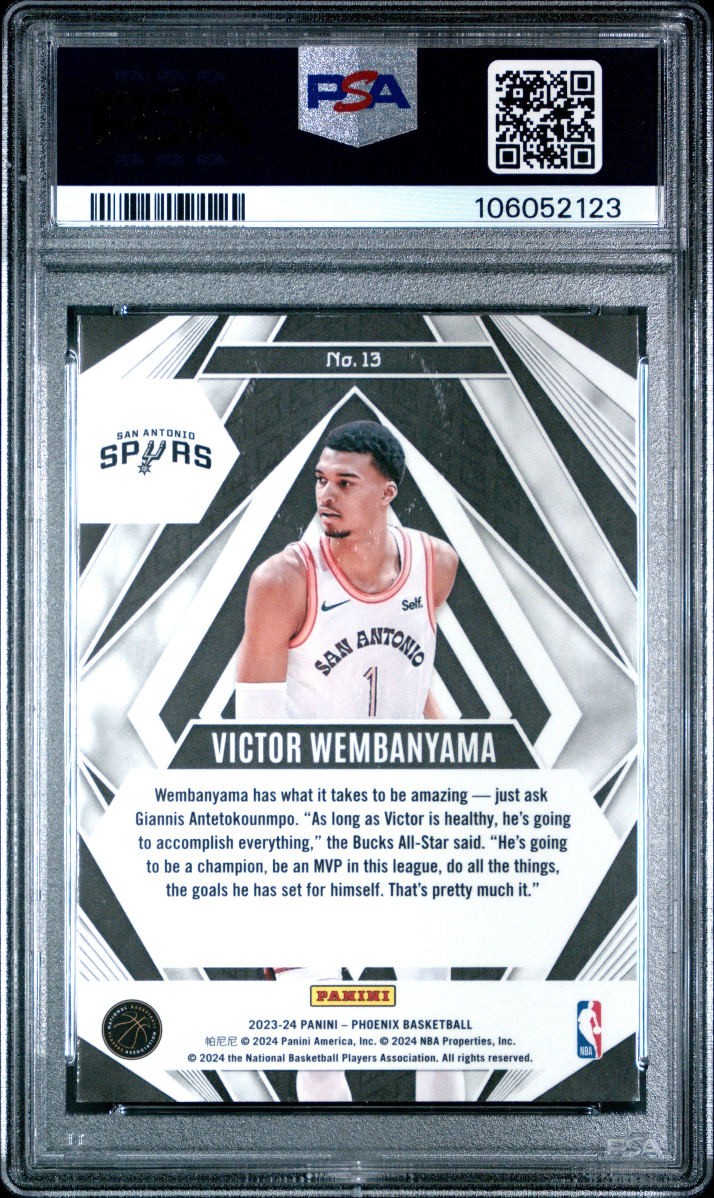 2023 Panini Phoenix - Paragon - Victor Wembanyama #13 -ROOKIE - Blue Ice - PSA