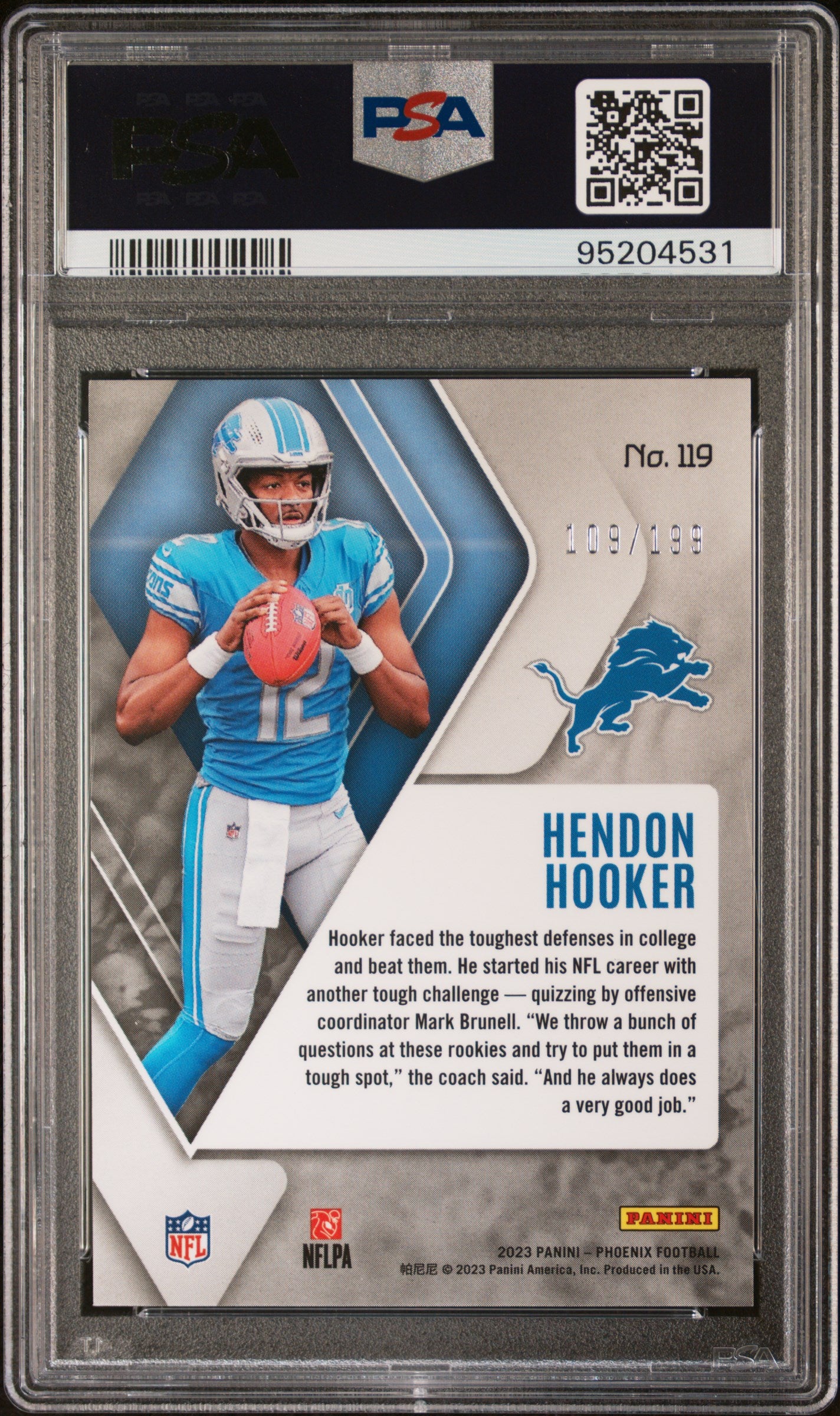2023 Panini Phoenix Hendon Hooker #119 Pink - /199 PSA 10 - /199
