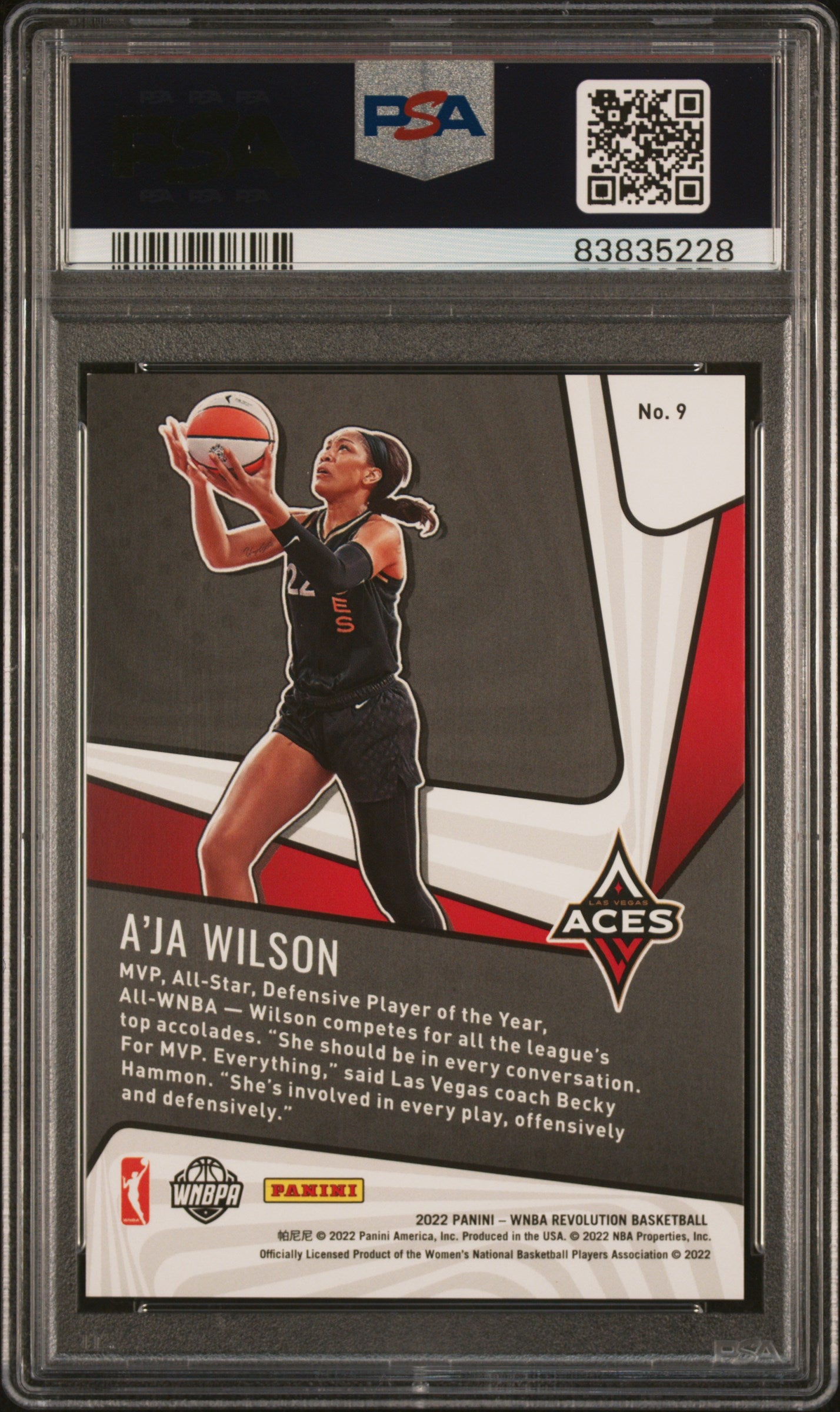2022 Panini Revolution WNBA Supernova A'ja Wilson #9 Supernova PSA 9 - POP 2