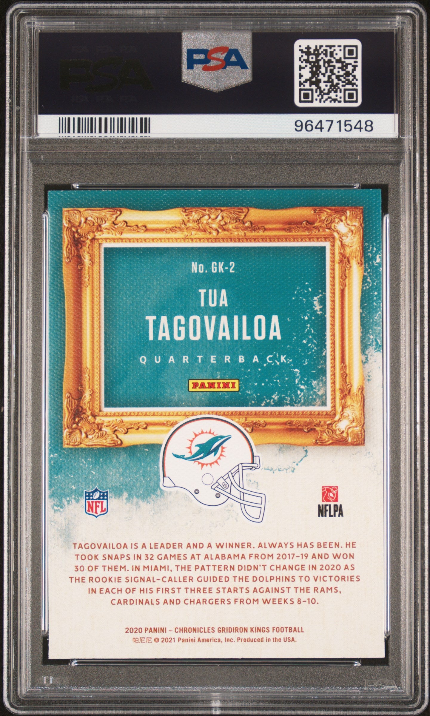 2020 Panini Chronicles Gridiron Kings ROOKIE Tua Tagovailoa #GK2 Pink PSA 10