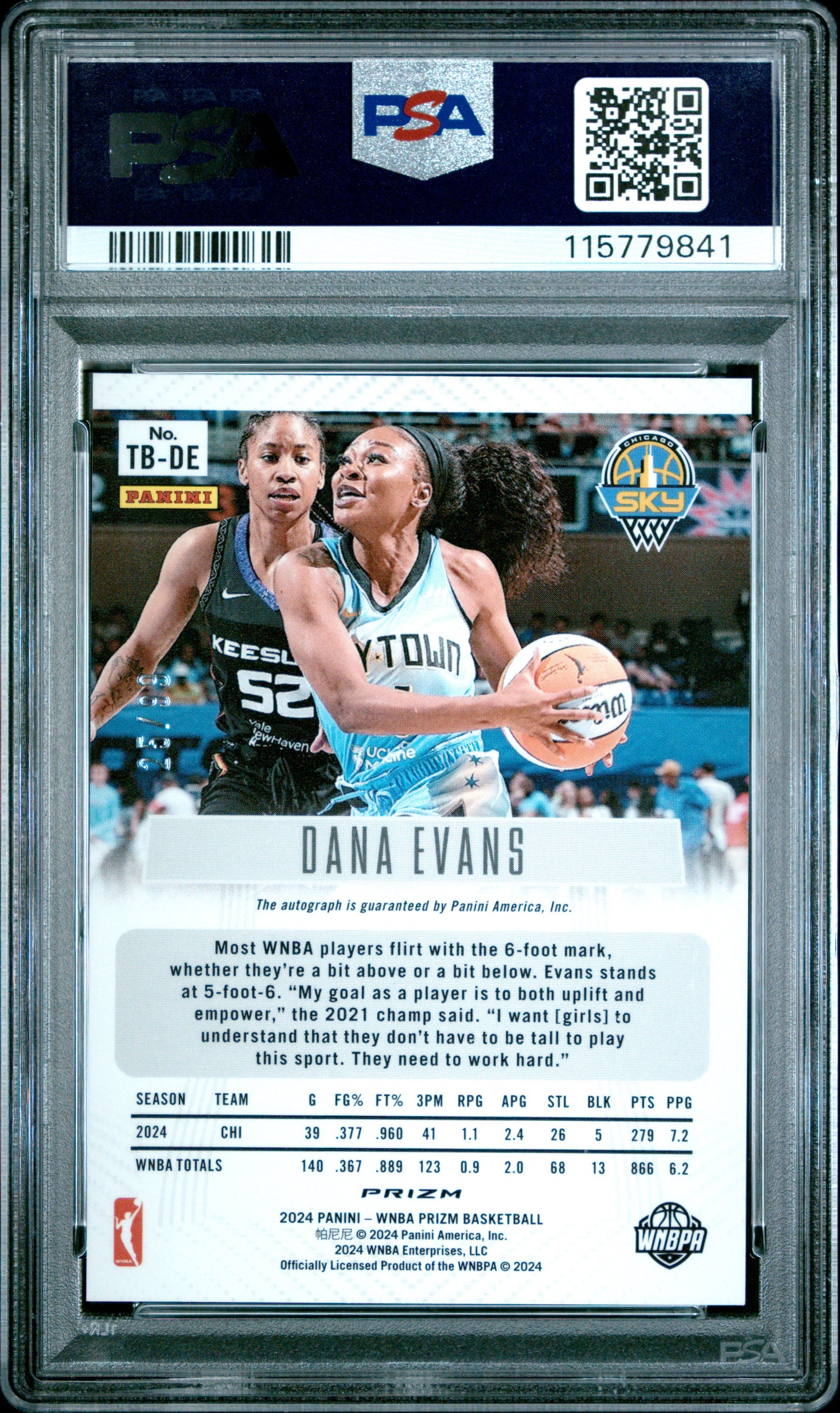 2024 Panini Prizm WNBA- Thrwbck Sigs Red /99 AUTO - Dana Evans - Red /99 - PSA 9