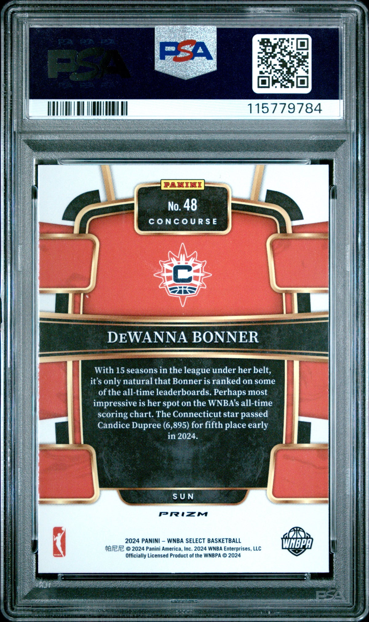 2024 Panini Select WNBA - DeWanna Bonner - Tiger Prizm CASE HIT - TIGER - PSA 10