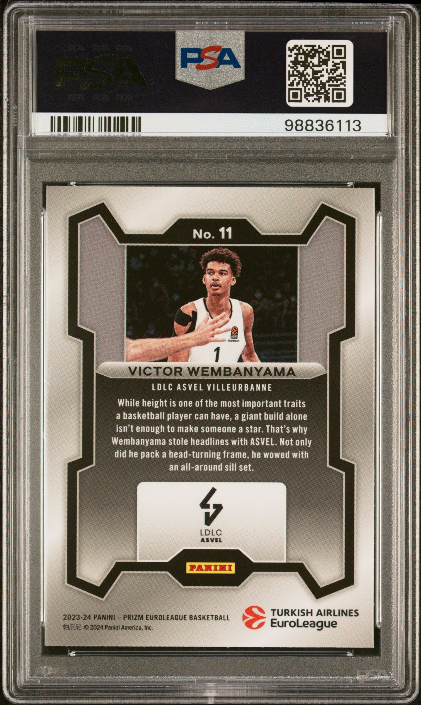 2023 Panini Prizm Turkish Airlines Euroleague Victor Wembanyama #11 PSA 9