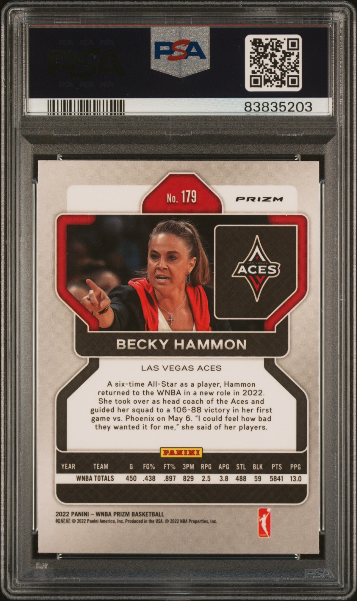 2022 Prizm WNBA - Becky Hammon #179 - White Sparkle SSP - PSA