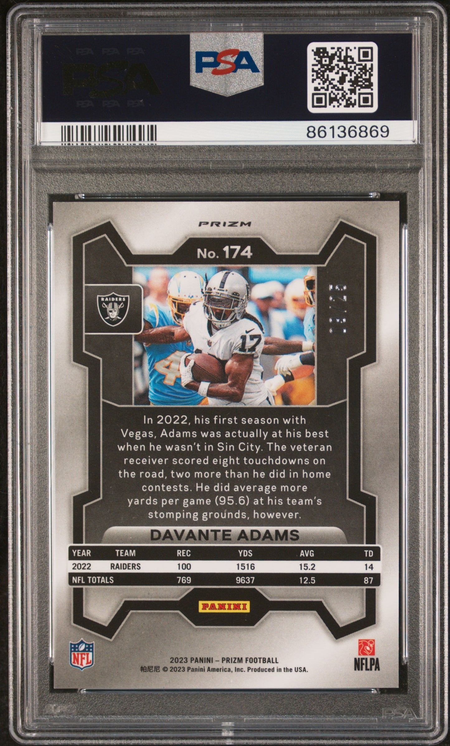 2023 Panini Prizm Davante Adams #174 Navy Camo /25 PSA 10 - /25 POP 2