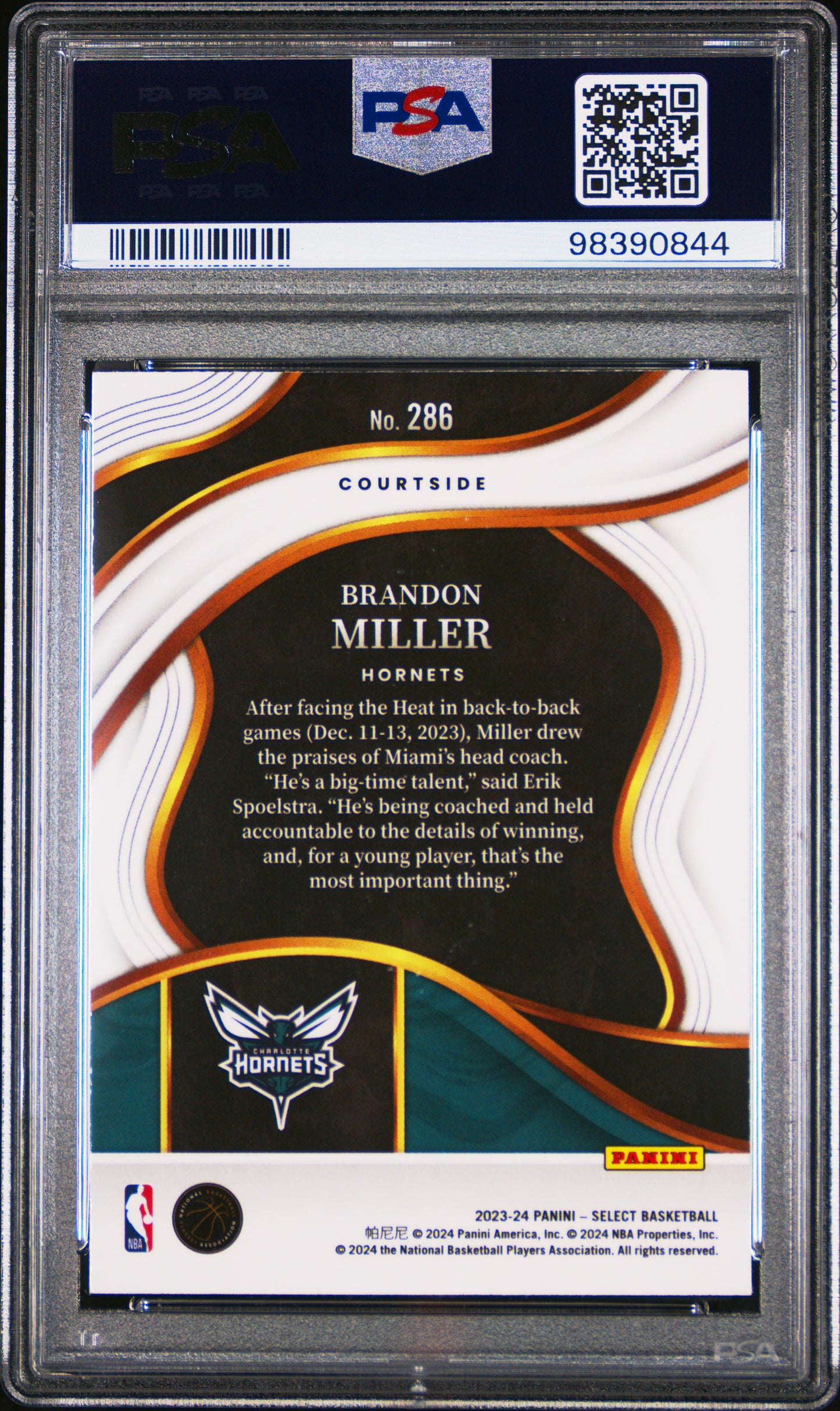 2023 Panini Select Brandon Miller #286 Blue ROOKIE PSA 10