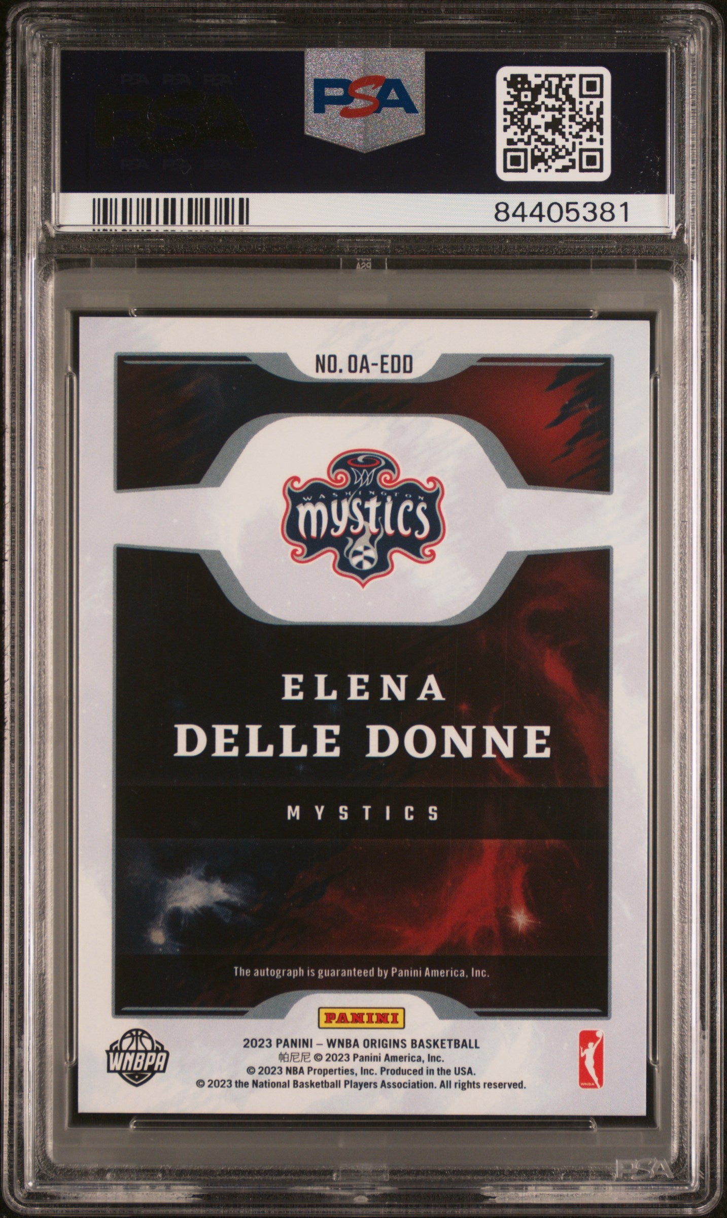 2023 Panini Origins WNBA Elena Delle Donne #OAEDD Auto Red PSA 8 Auto 10 - /49