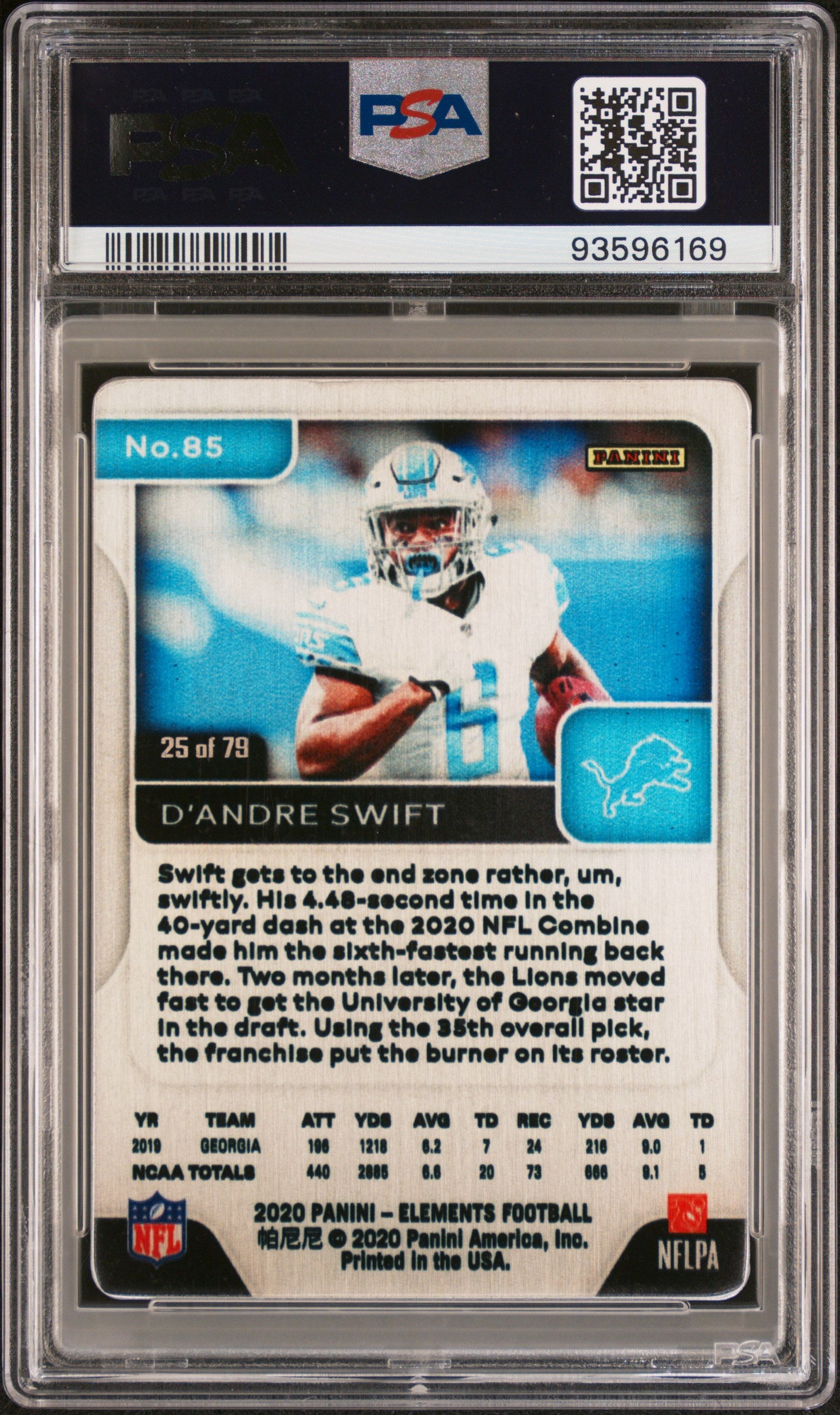 2020 Panini Elements /79 D'andre Swift /79 POP 1 PSA 7 - POP 1 NO higher /79