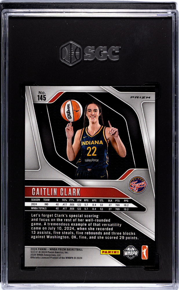 2024 Panini Prizm Wnba Caitlin Clark #145 Orange Ice SGC 9