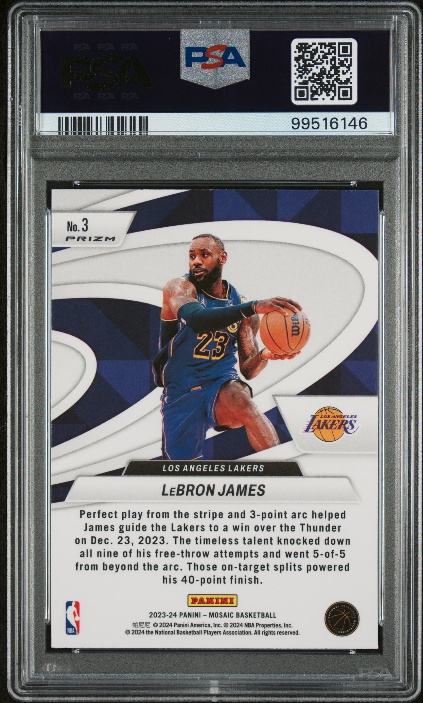 2023 Panini Mosaic Give And Go LeBron James #3 Mosaic PSA 10