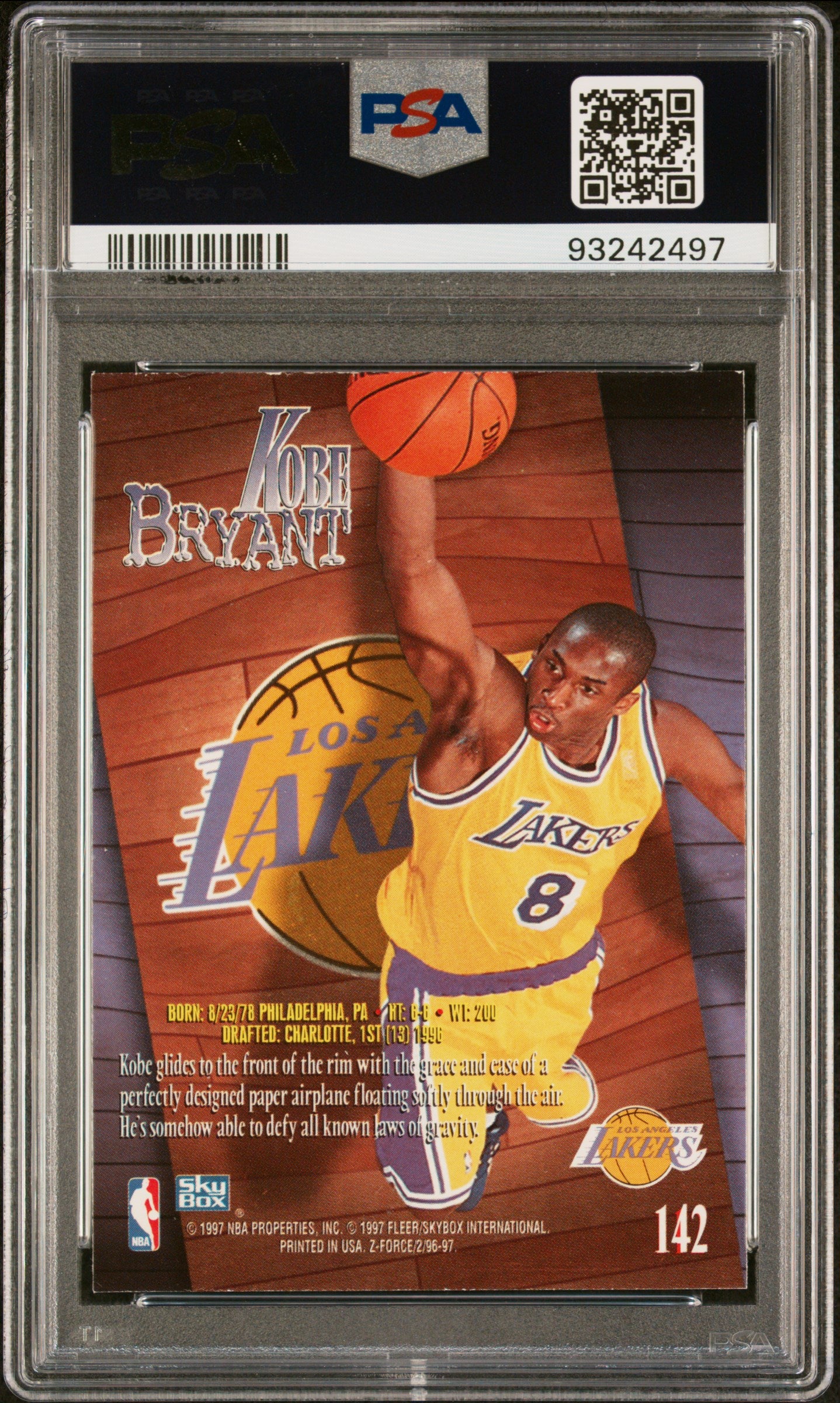 1996 Skybox Z-Force Kobe Bryant #142 - ROOKIE - PSA - ROOKIE - KOBE