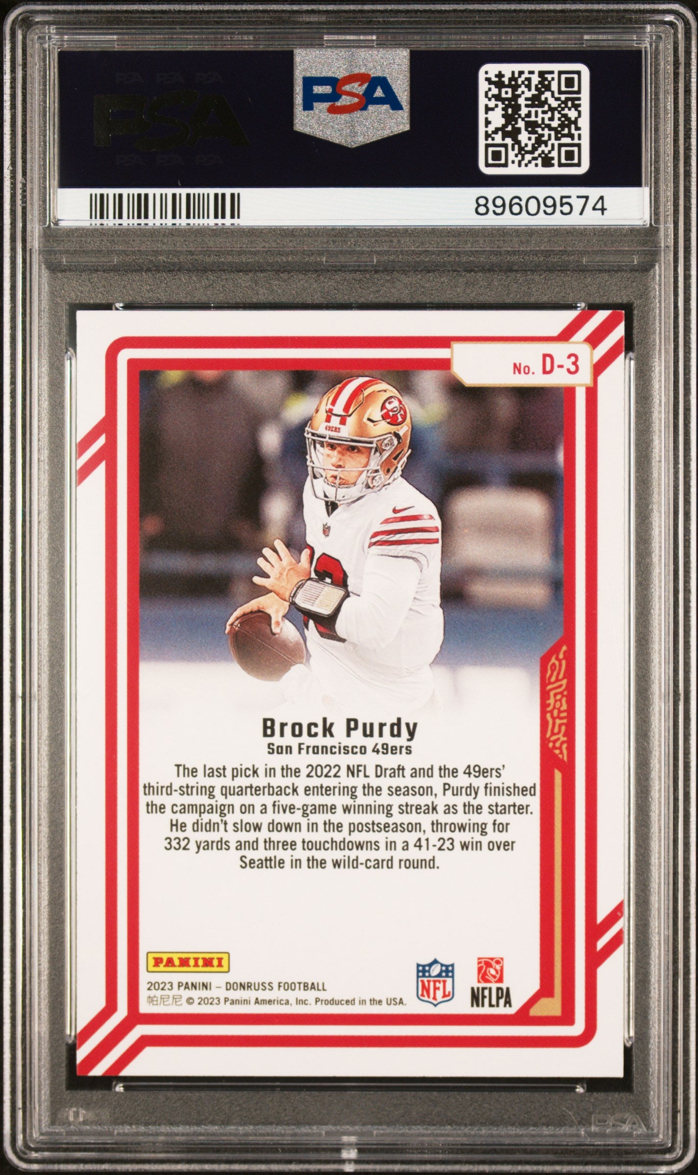2023 Panini Donruss Dominators Brock Purdy #D3 PSA 9