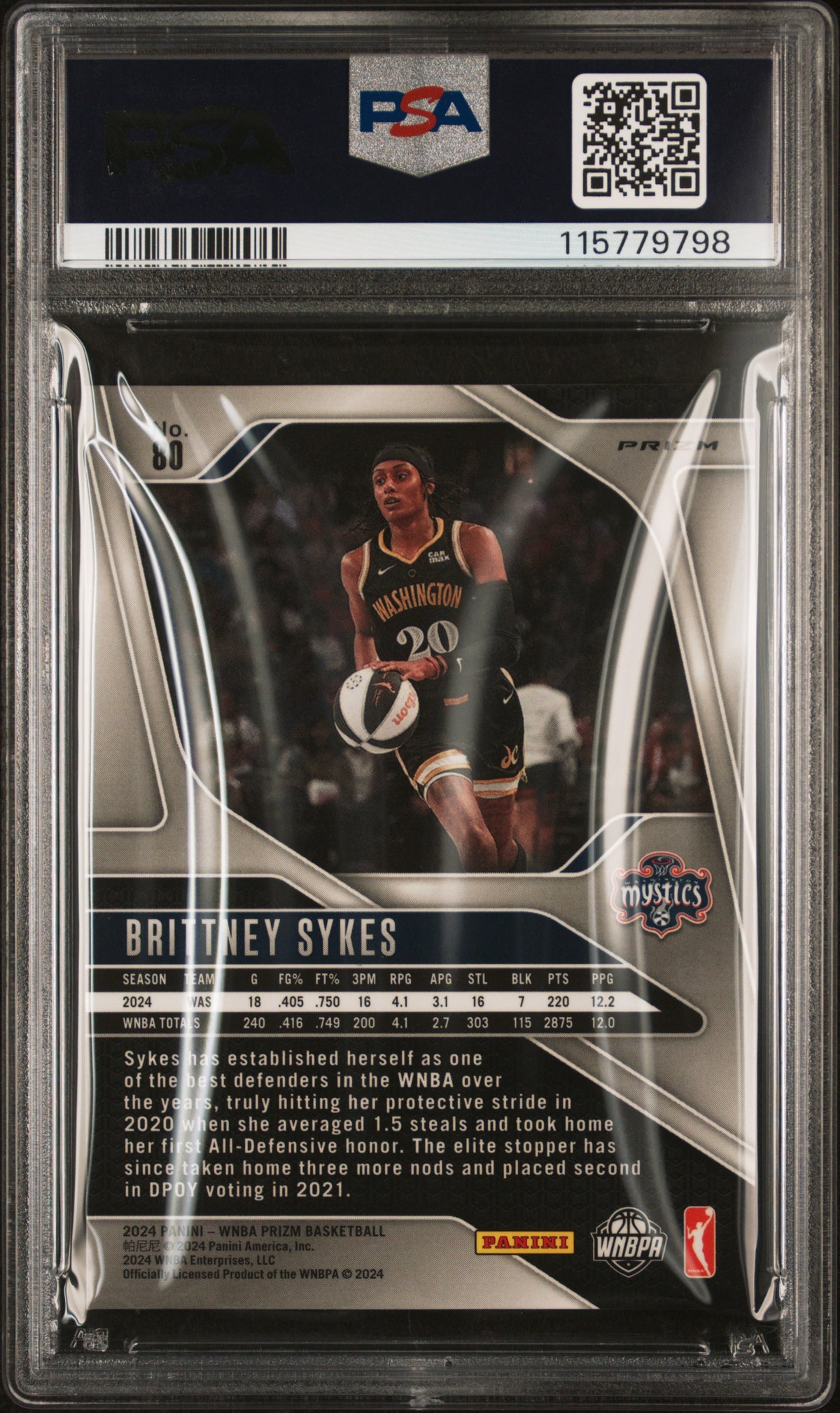2024 Panini Prizm WNBA - Brittney Sykes - Snakeskin SSP - PSA 9 - Snakeskin SSP