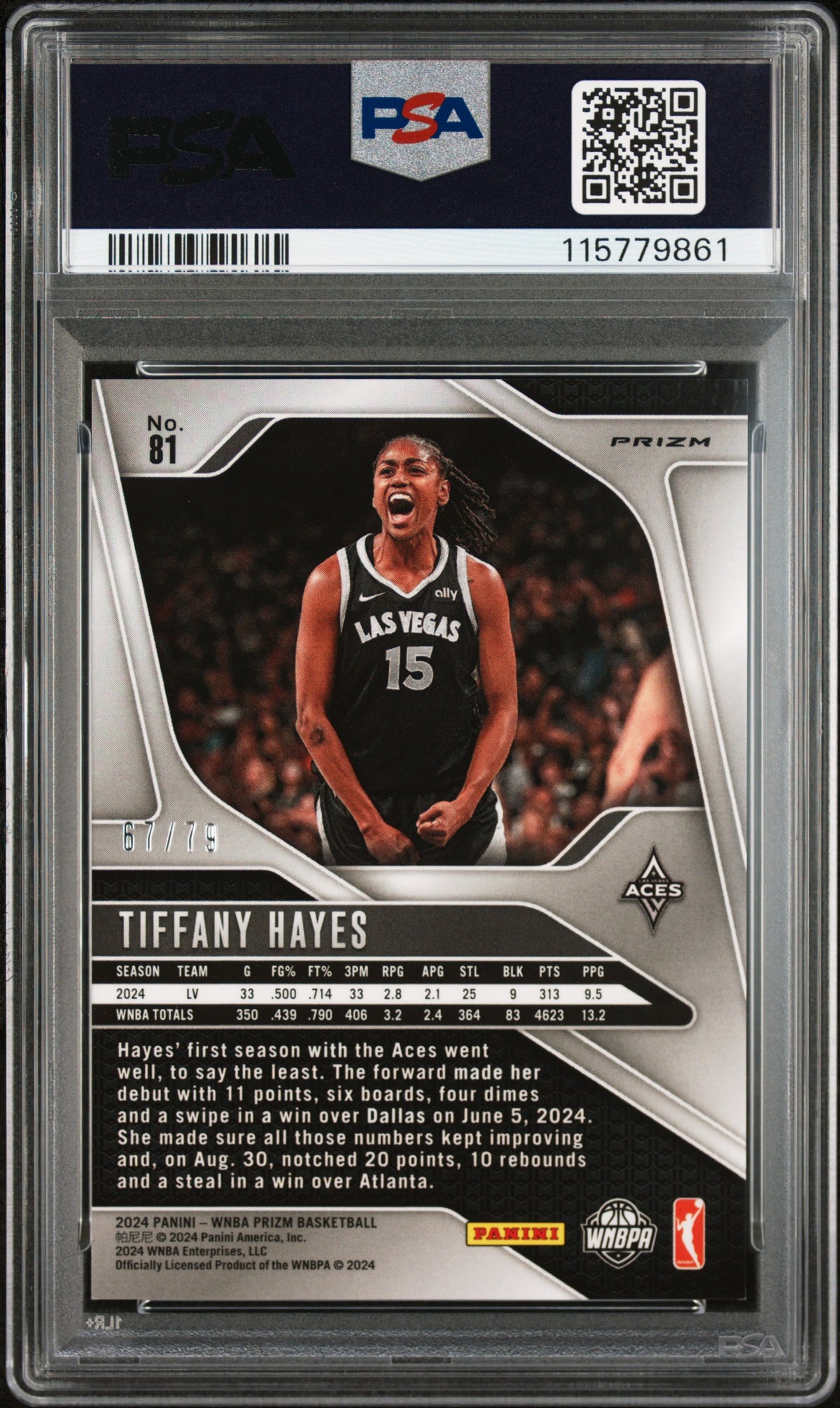 2024 Panini Prizm WNBA - Tiffany Hayes #81- Pink Velocity /79 - PSA 9 - PINK /79
