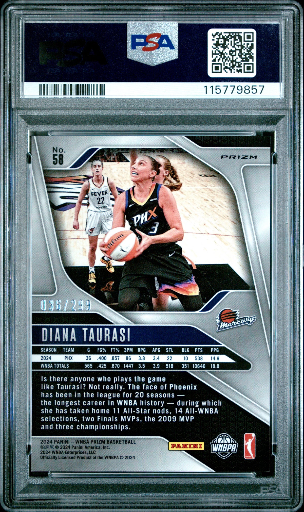 2024 Panini Prizm WNBA - Diana Taurasi #58 - Red /299 - PSA - /299