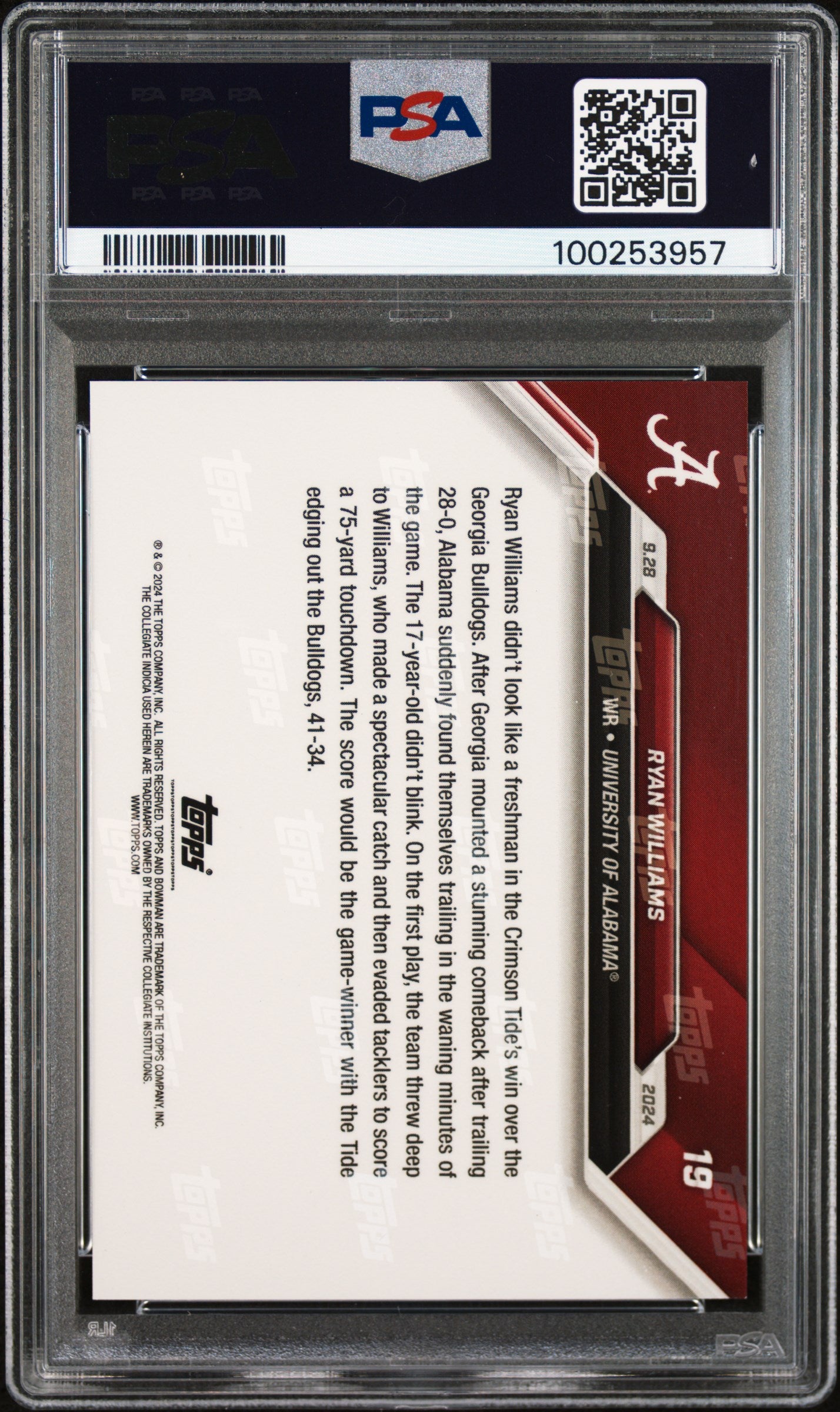 2024 Bowman U Now Ryan Williams #19 PSA 8