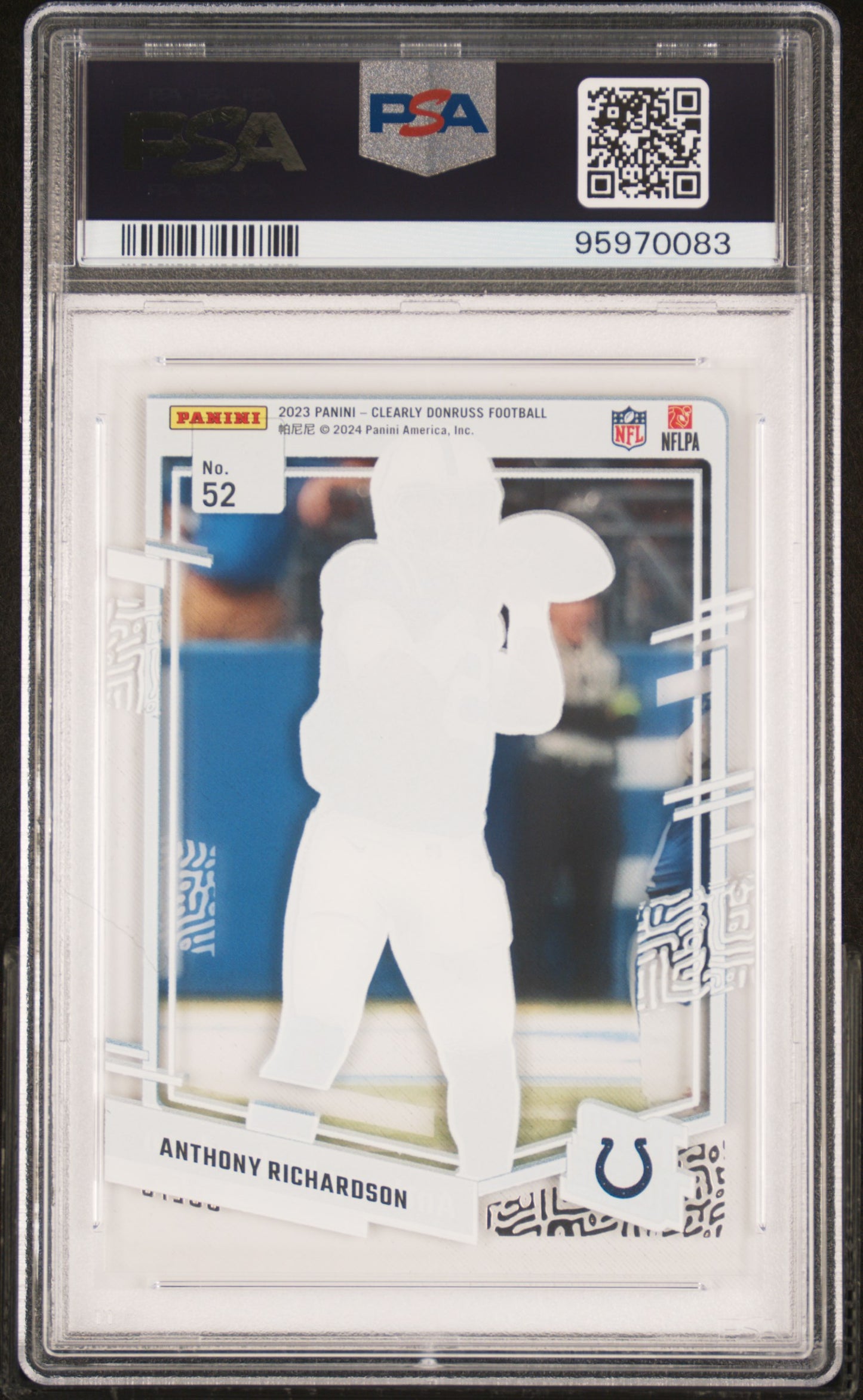 2023 Panini Clearly Donruss Anthony Richardson ROOKIE #52 PSA 9