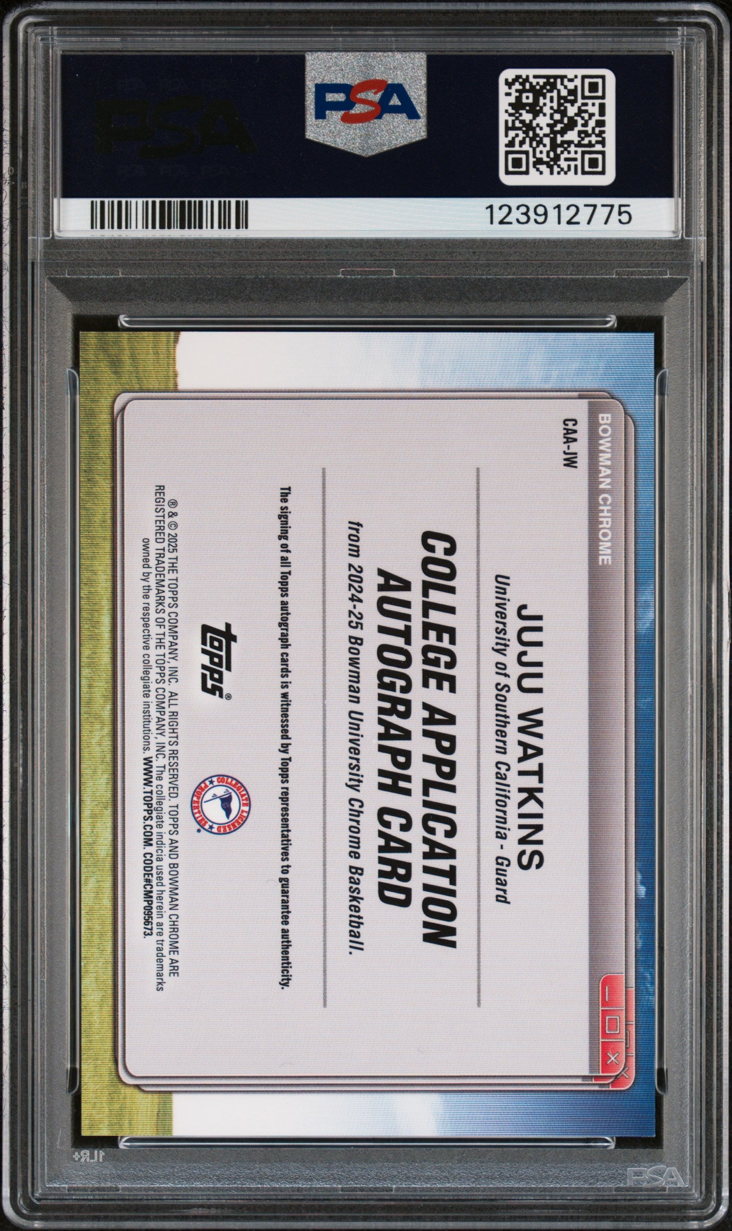 2024 Bowman Chrome U - Juju Watkins AUTO - College Application AUTO - PSA 10