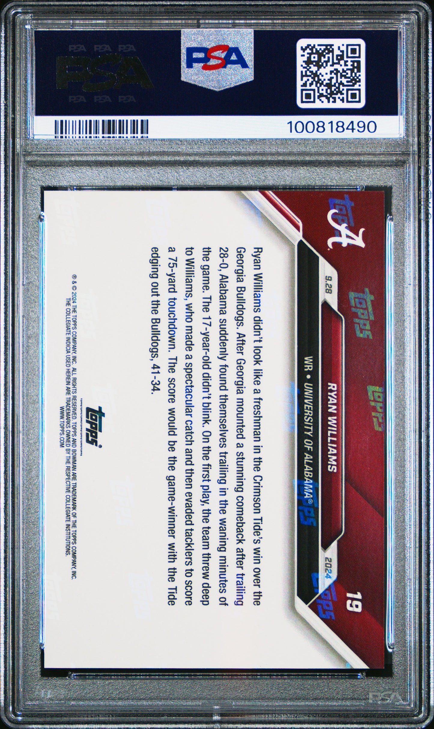 2024 Bowman U Now Ryan Williams #19 PSA 9