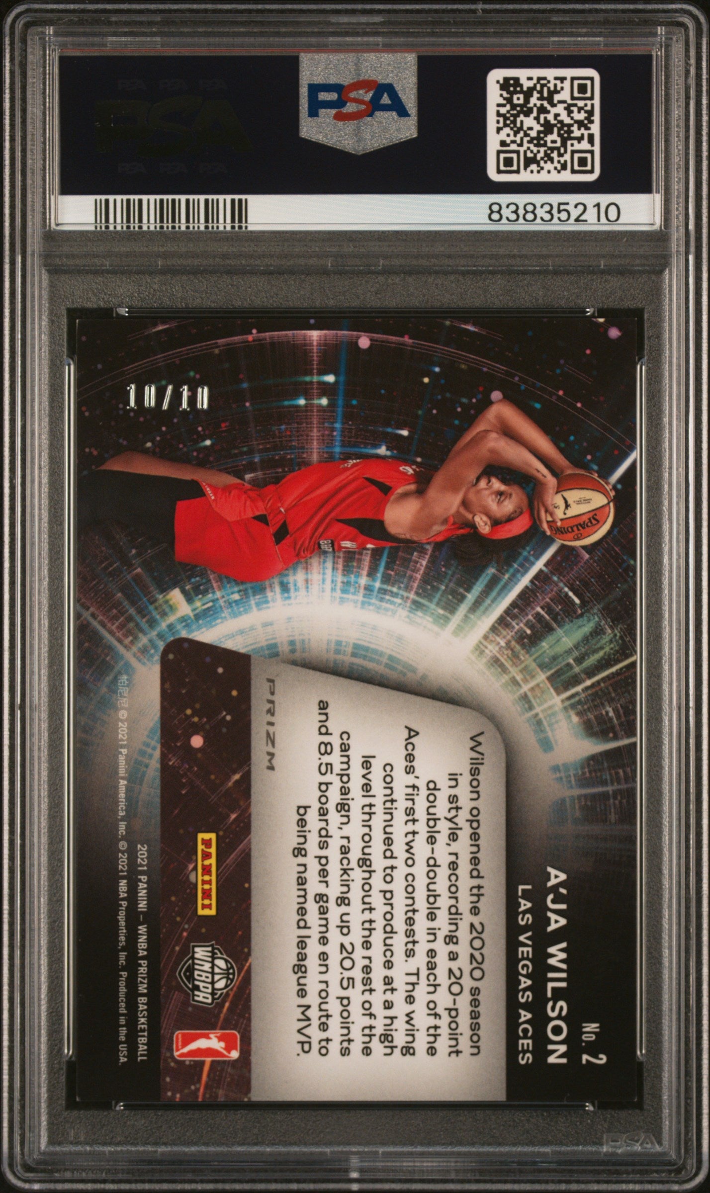 2021 Panini Prizm WNBA - A'ja Wilson #2 - Far Out - GOLD /10 - PSA - Gold 10/10