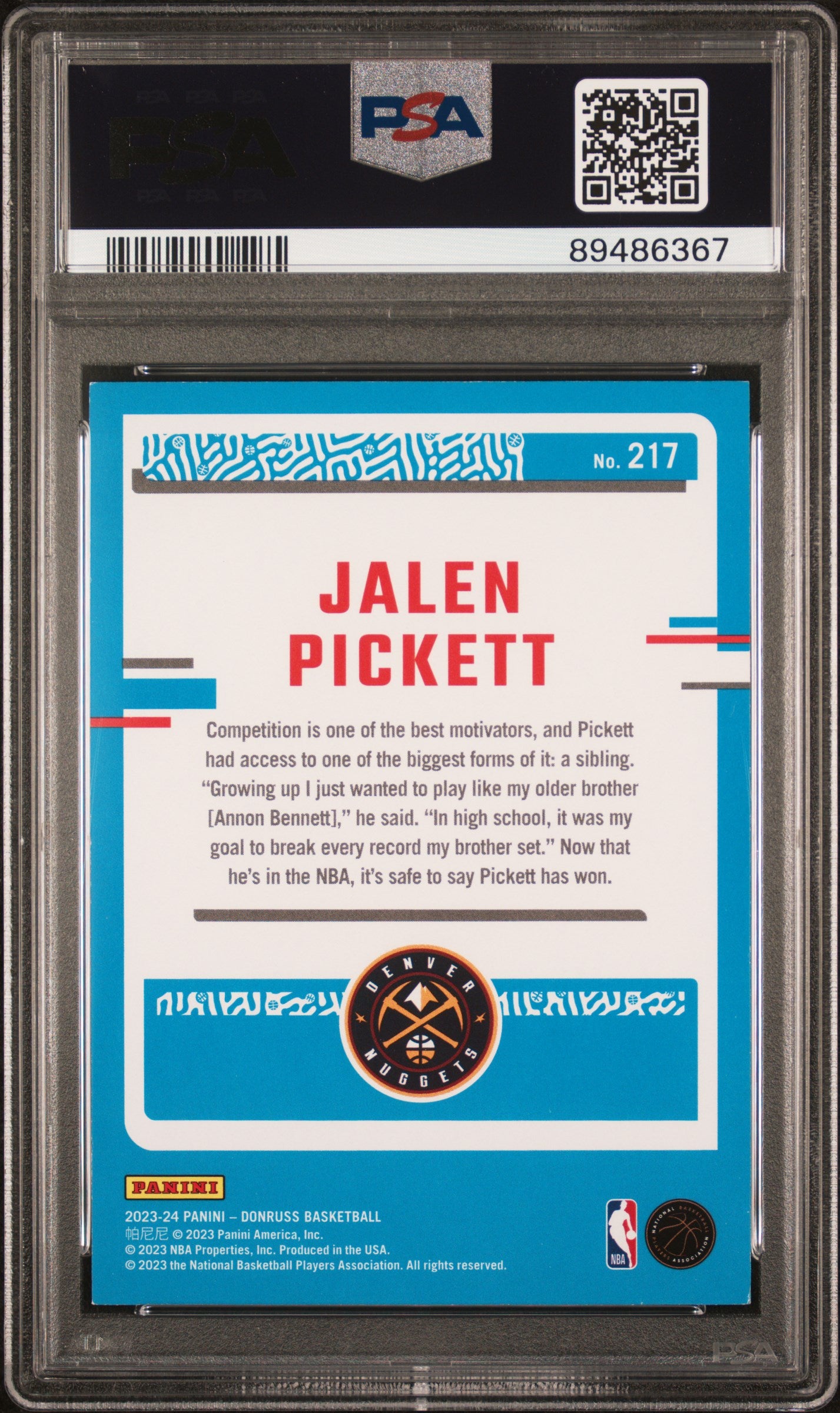 2023 Panini Donruss /8 - Jalen Pickett - ROOKIE - Black Gold Choice /8 - PSA