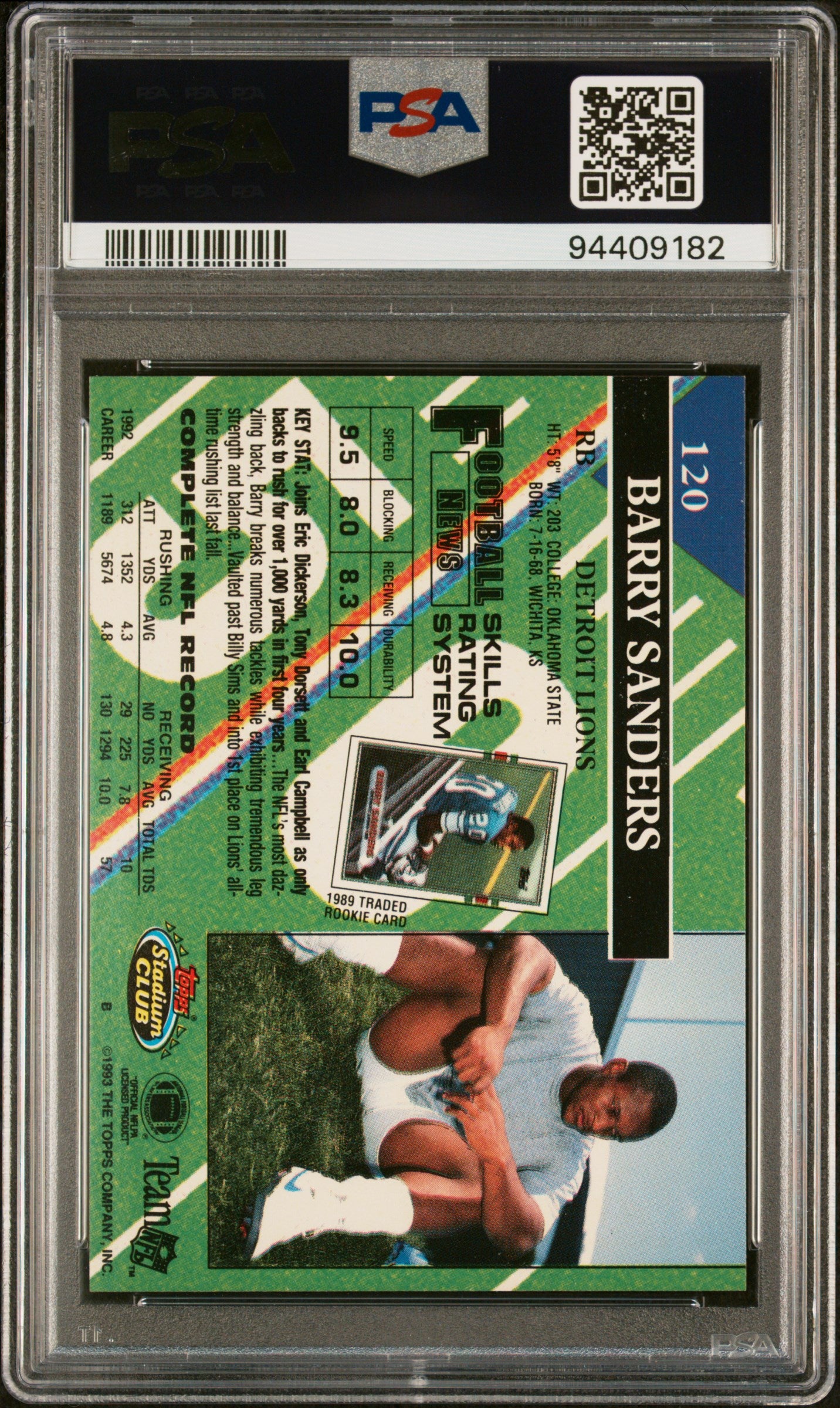 1993 Stadium Club Barry Sanders #120 PSA 9