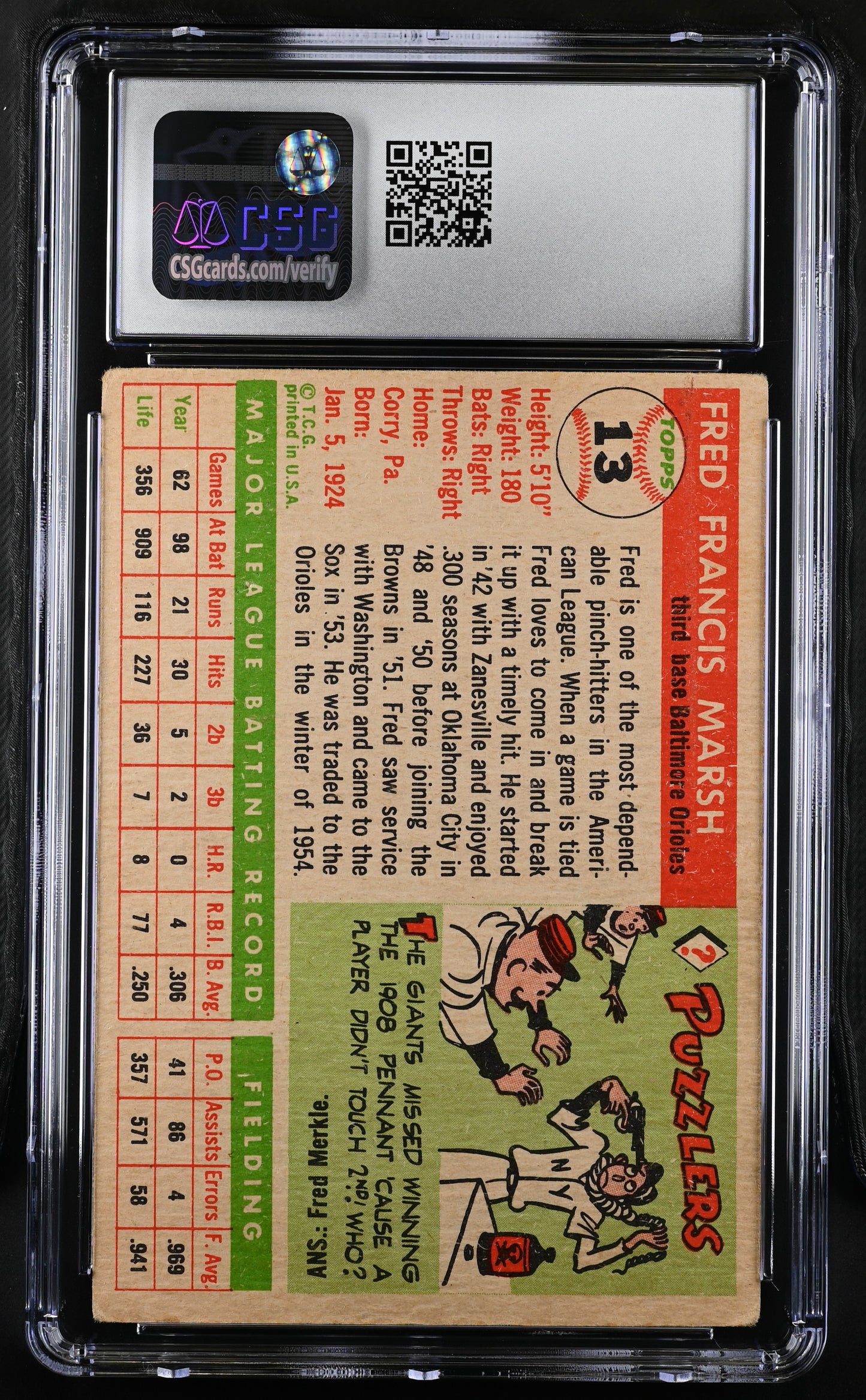 1955 Topps Fred Marsh #13 CGC 4.5