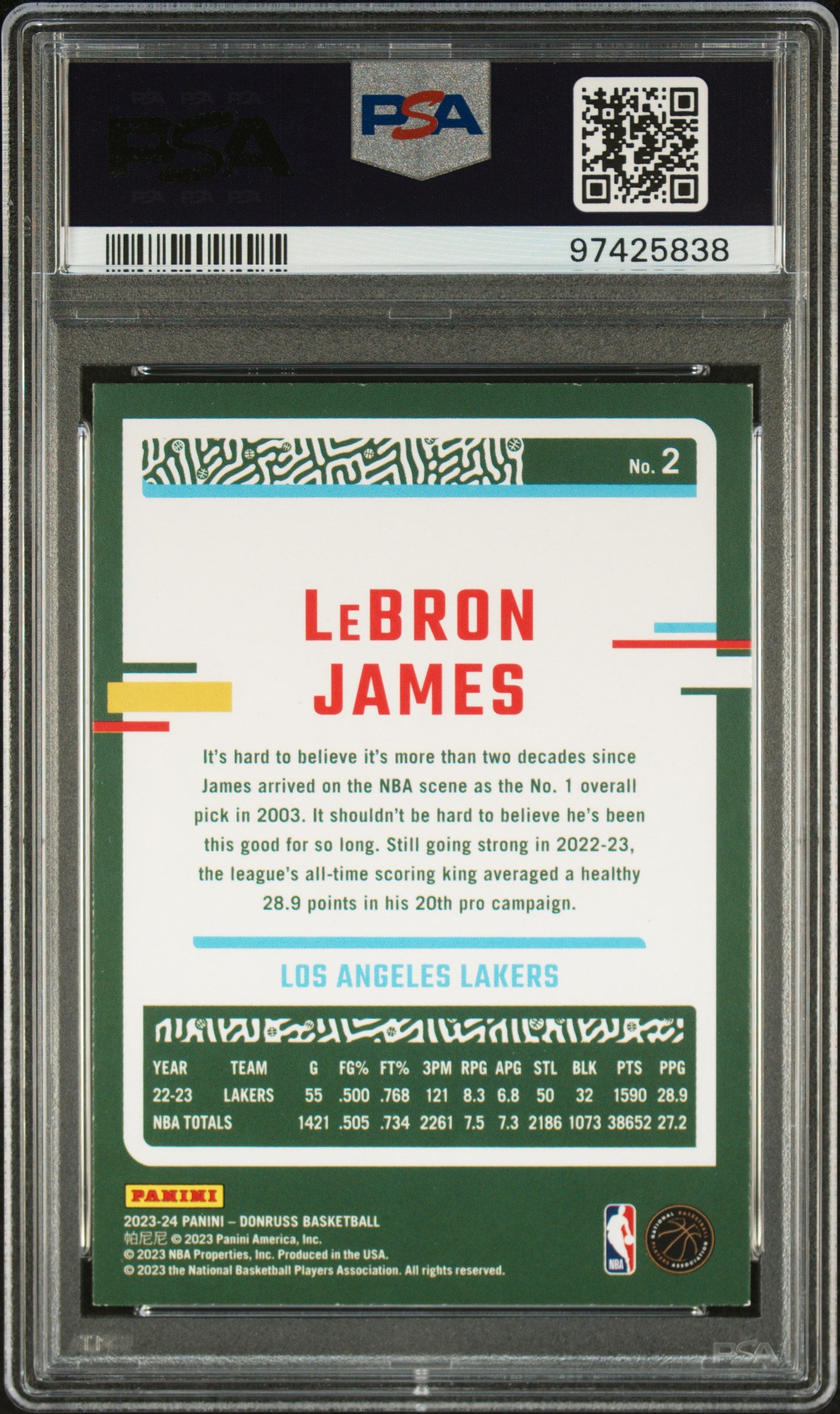 2023 Panini Donruss LeBron James #2 PSA 7