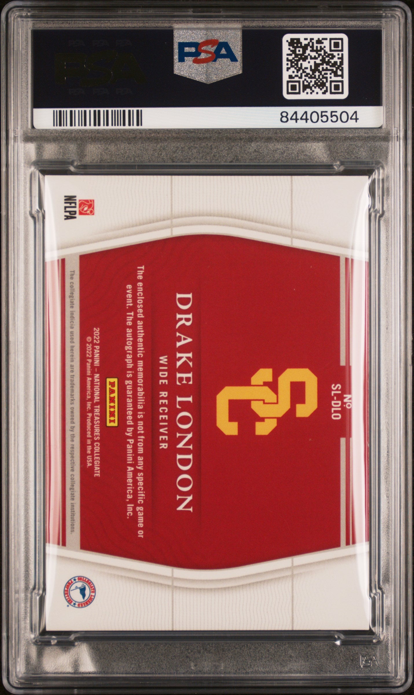 2022 Nat Treasures College - Drake London - ROOKIE PATCH AUTO /25 - PSA - 25/25
