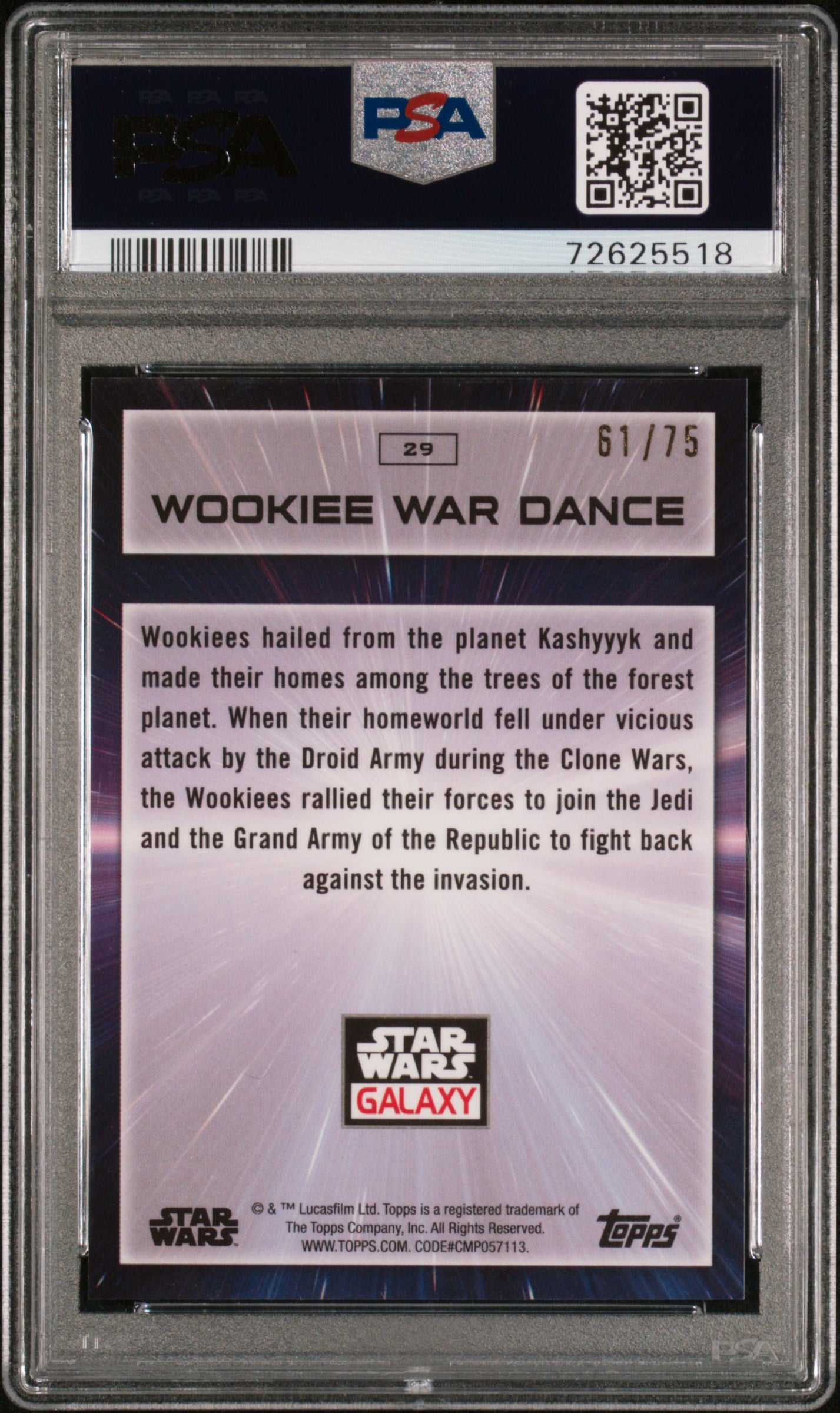 2022 Topps Chrome Star Wars Galaxy Wookiee War Dance- /75 PSA 9 - /75