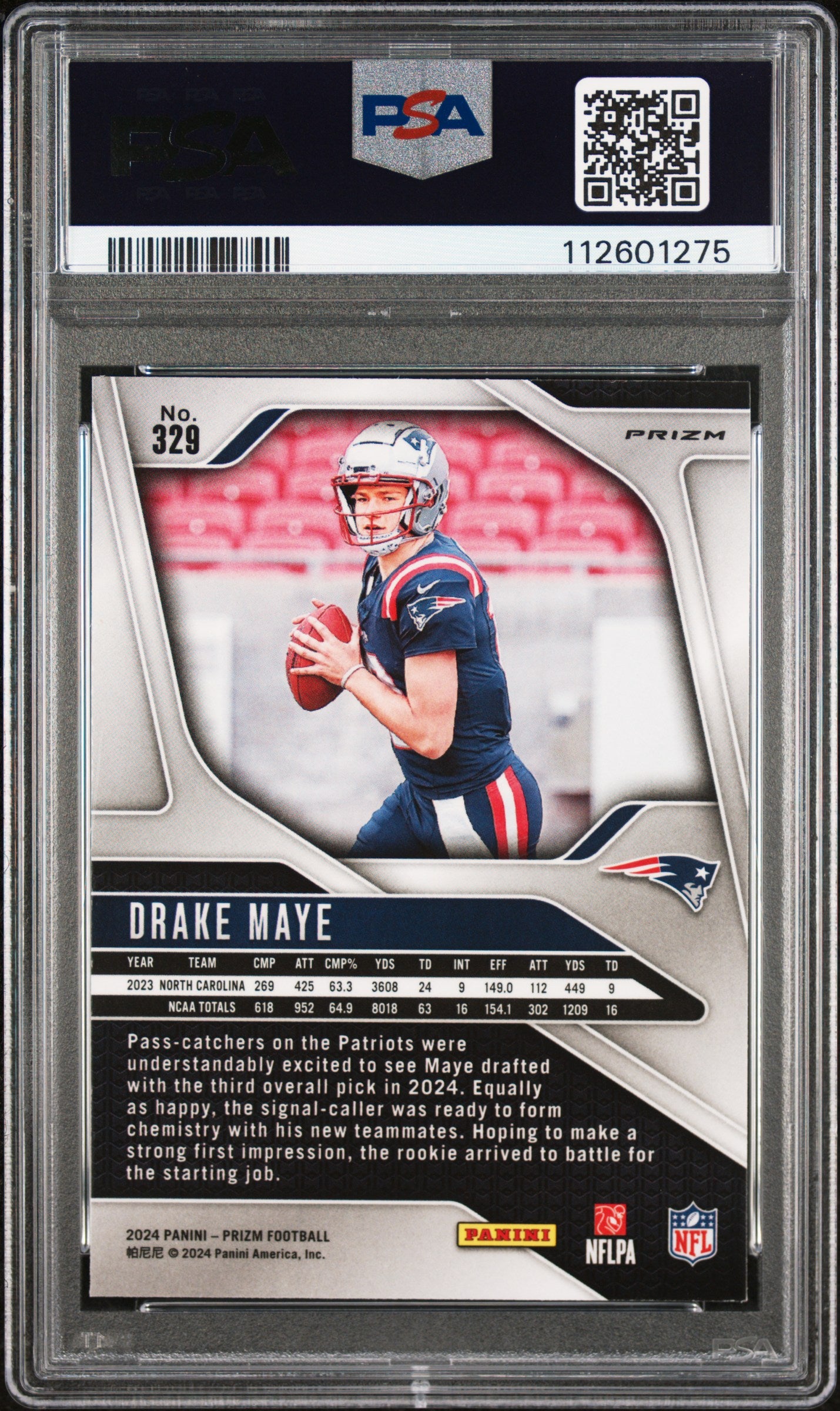 2024 Panini Prizm Drake Maye #329 Red White Blue PSA 9