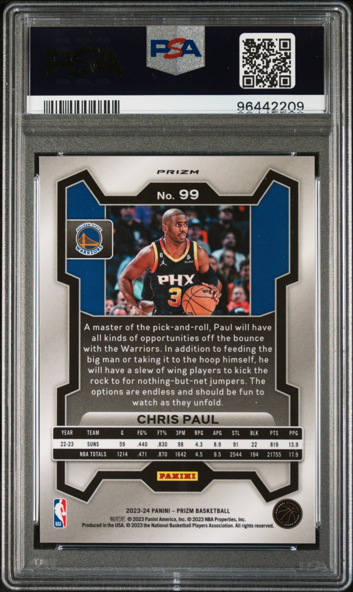 2023 Panini Prizm - White Sparkle - Chris Paul #99 - WHITE SPARKLE SSP - PSA 9