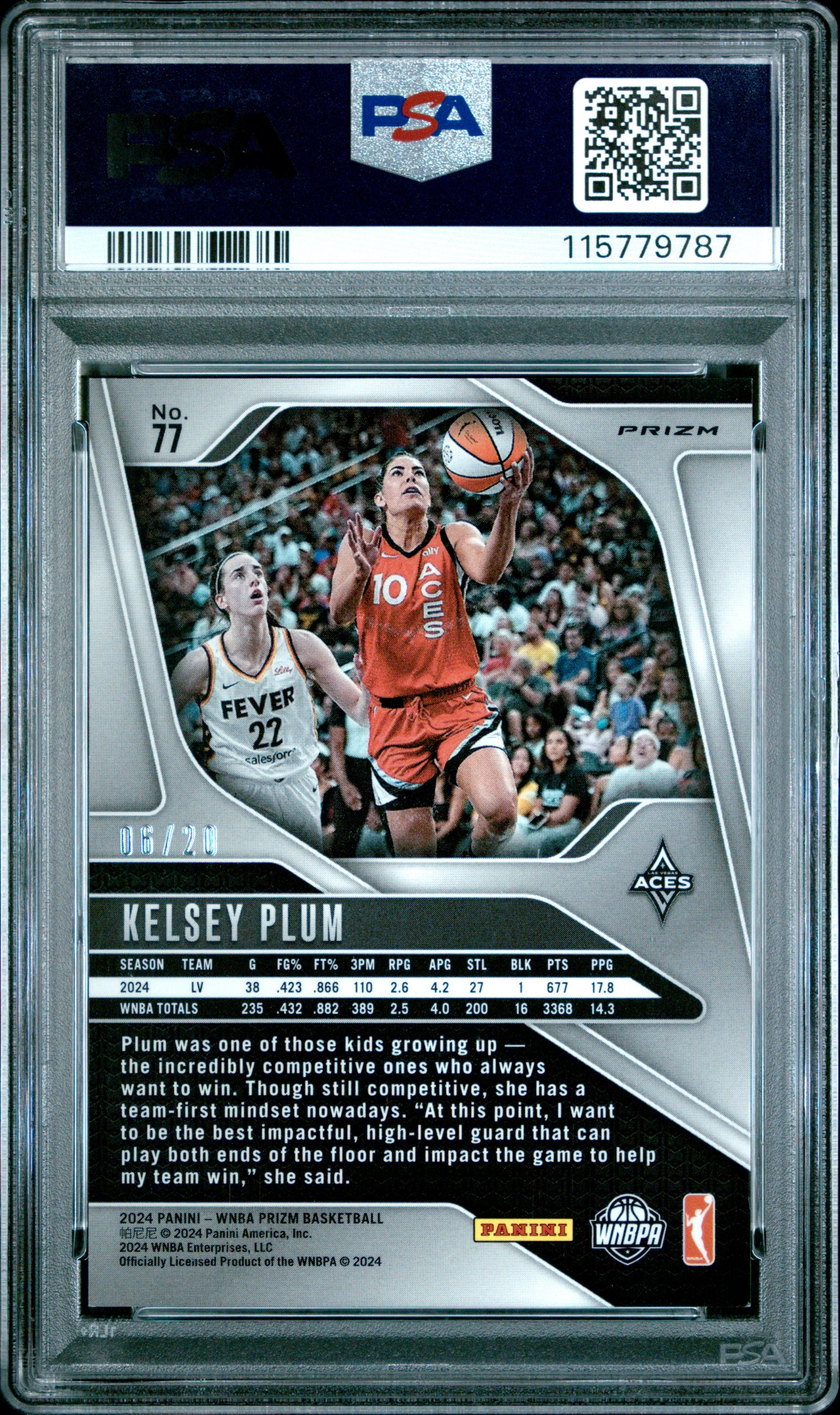 2024 Panini Prizm WNBA - Kelsey Plum #77 - Cherry Blossoms FOTL /20 - PSA - /20