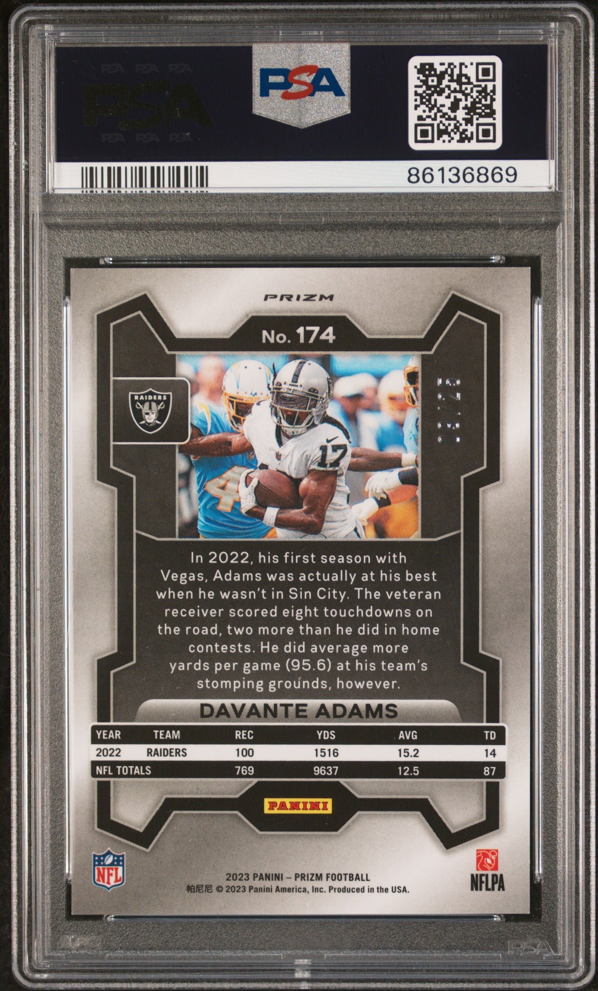 2023 Panini Prizm Davante Adams #174 Navy Camo /25 PSA 10 - /25 POP 2