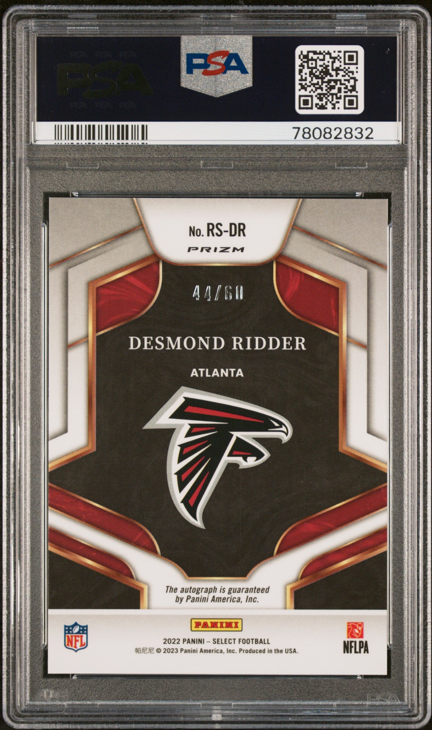 2022 Panini Select Rookie Sig Desmond Ridder Rookie SIG Maroon Prizm PSA 10