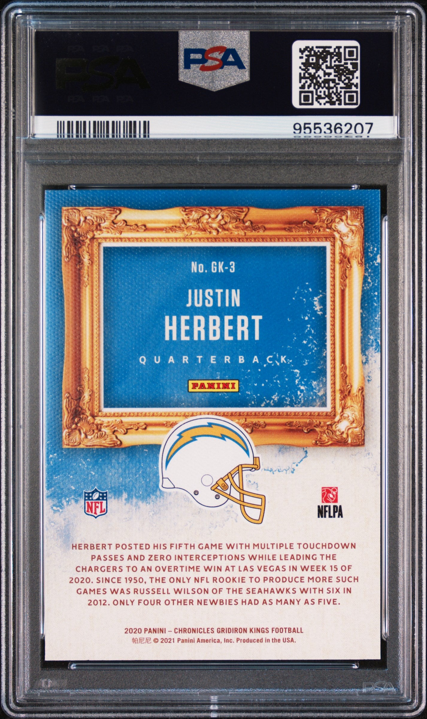 2020 Panini Chronicles Gridiron Kings ROOKIE Justin Herbert #GK3 Pink PSA 10