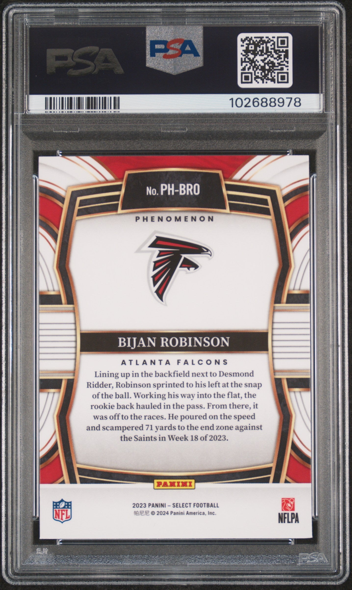 2023 Panini Select Phenomenon Bijan Robinson #PHBRO PSA 9