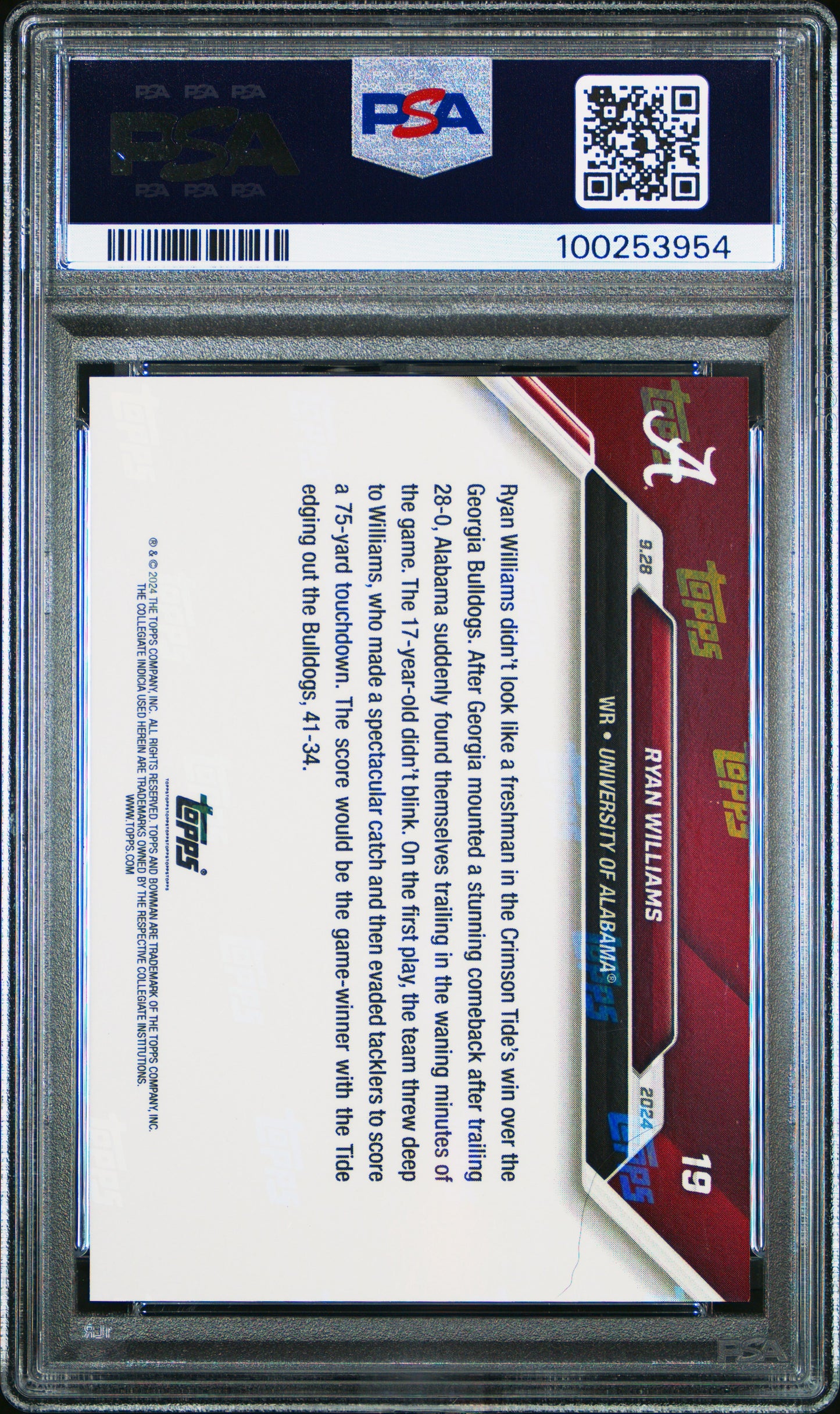 2024 Bowman U Now Ryan Williams #19 PSA 10