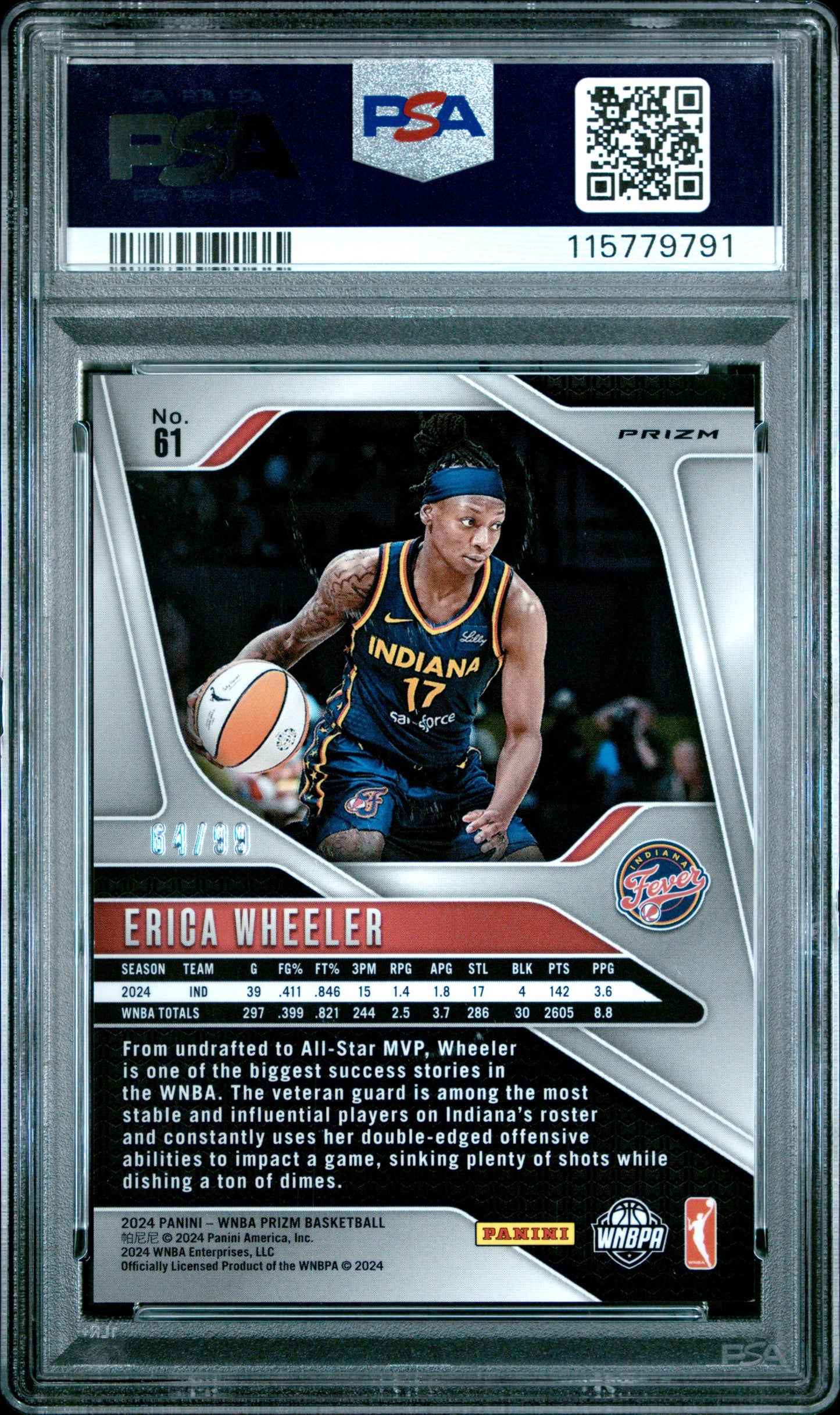 2024 Panini Prizm WNBA - Erica Wheeler #61 - Orange /99 - PSA 9 - /99