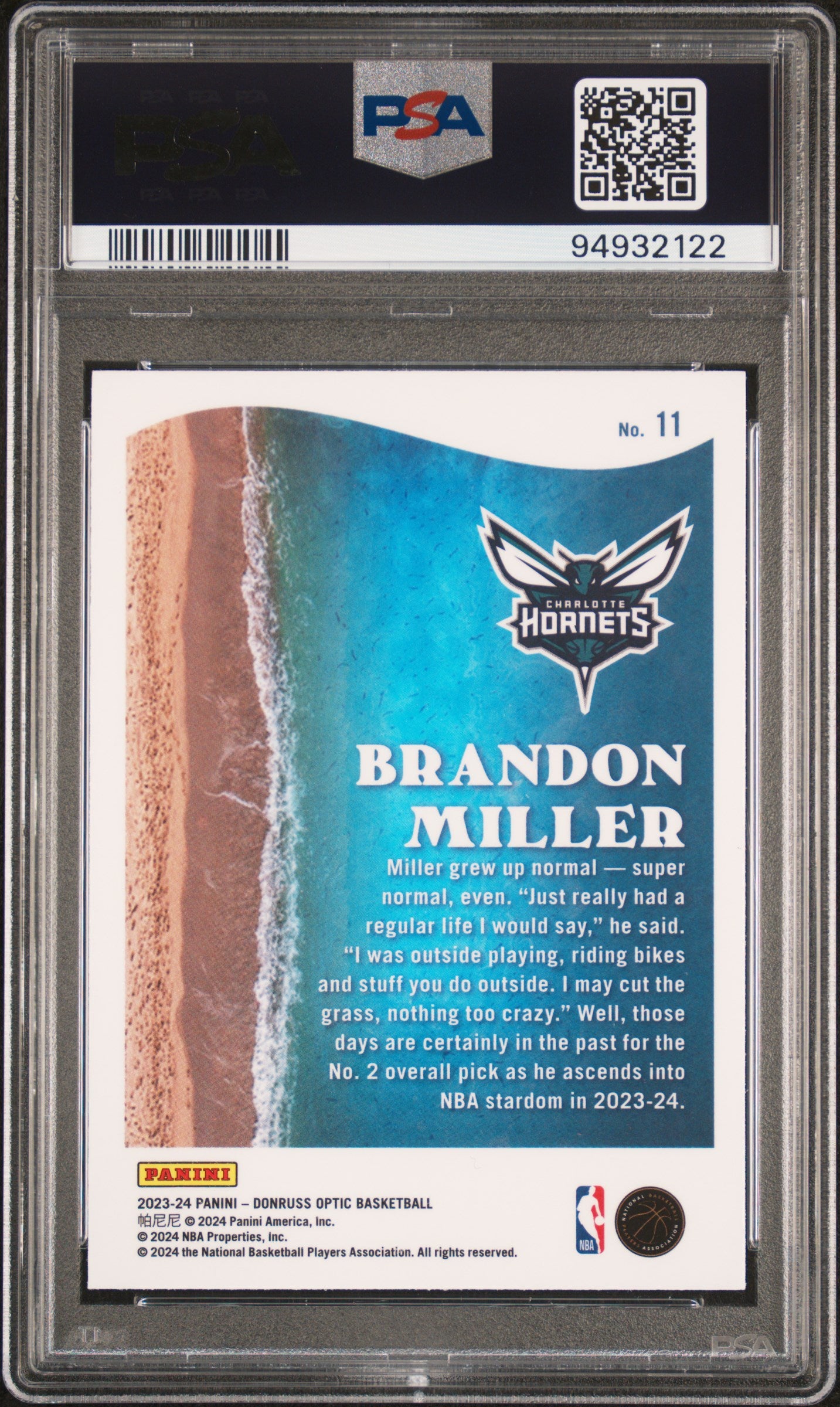 2023 Panini Donruss Optic Splash Brandon Miller ROOKIE #11 PSA 10