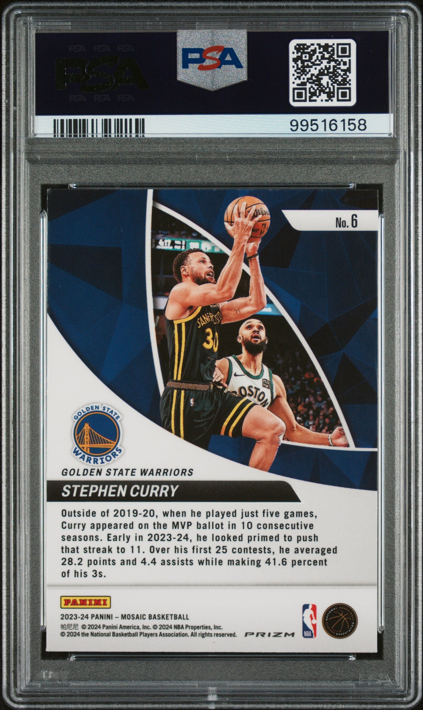 2023 Panini Mosaic Elevate Stephen Curry #6 PSA 9 - POP 2