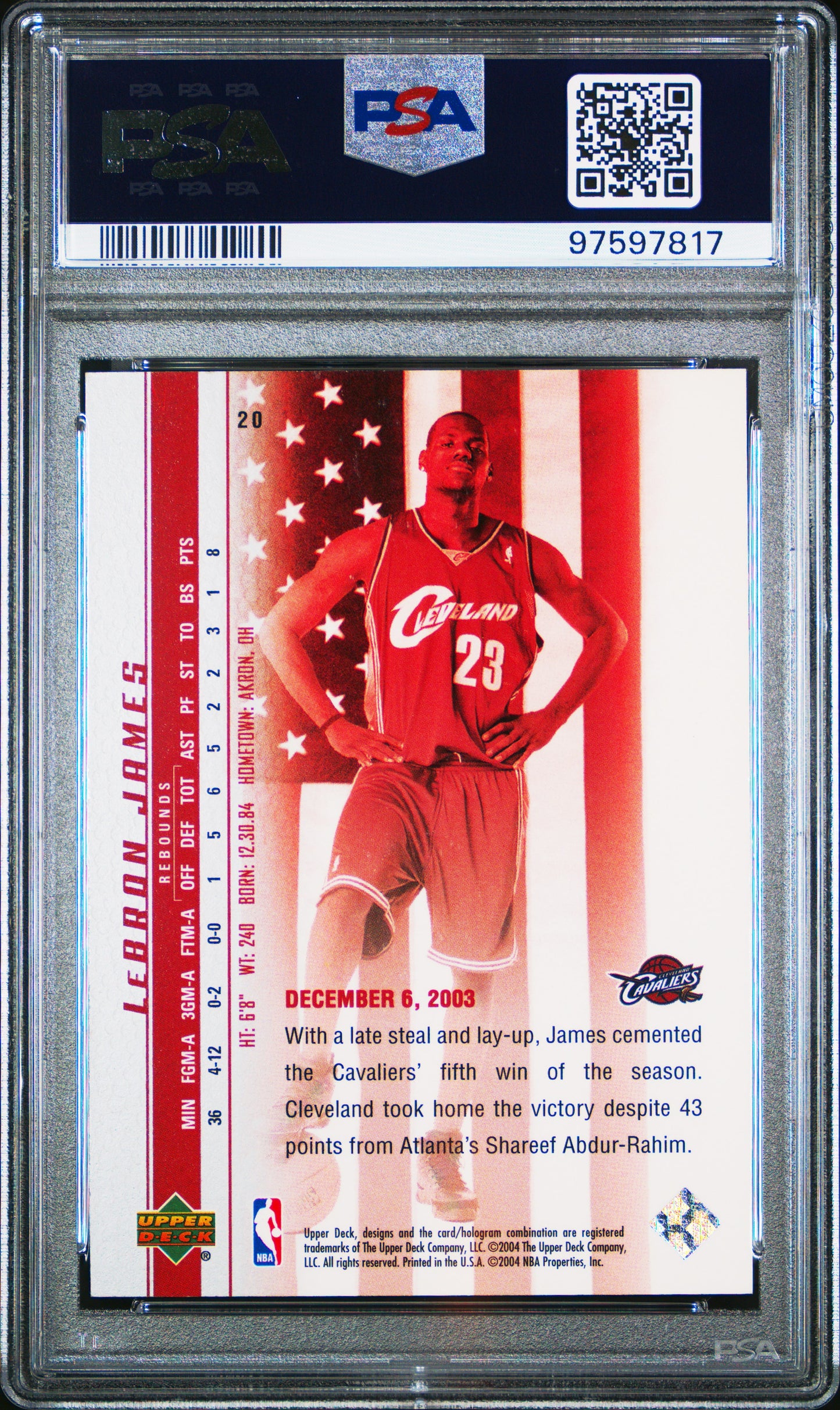 2003 Upper Deck - LeBron James - ROOKIE - Phenomenal Beginnings - ROOKIE - PSA