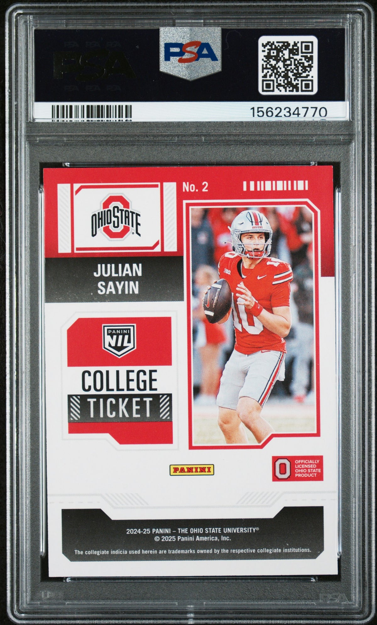 2024 Panini The Ohio State NIL - Julian Sayin #2 - Contenders - PSA 9