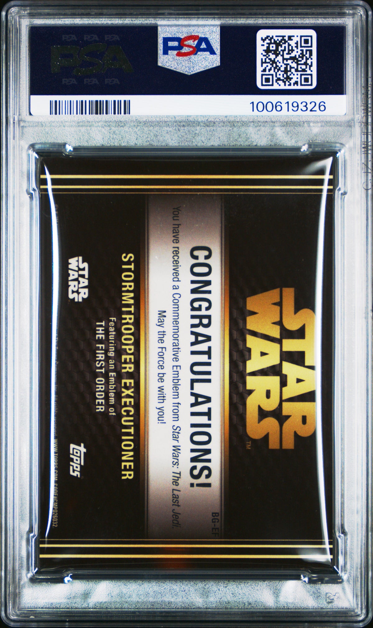 2017 Star Wars- Stormtrooper Executioner - The Last Jedi - Medallion Relic - PSA