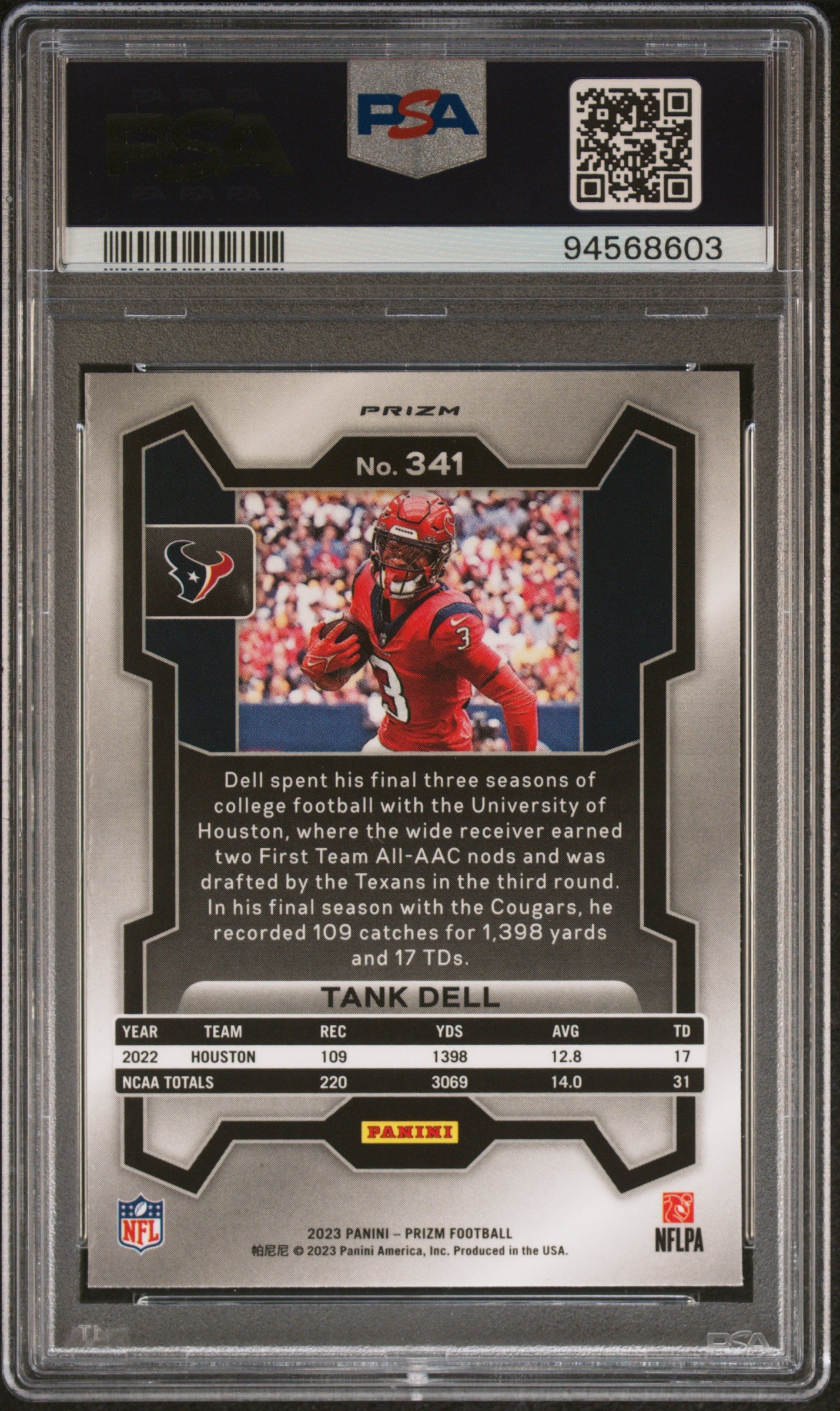 2023 Panini Prizm - Tank Dell #341- ROOKIE - Red White Blue Prizm - ROOKIE - PSA