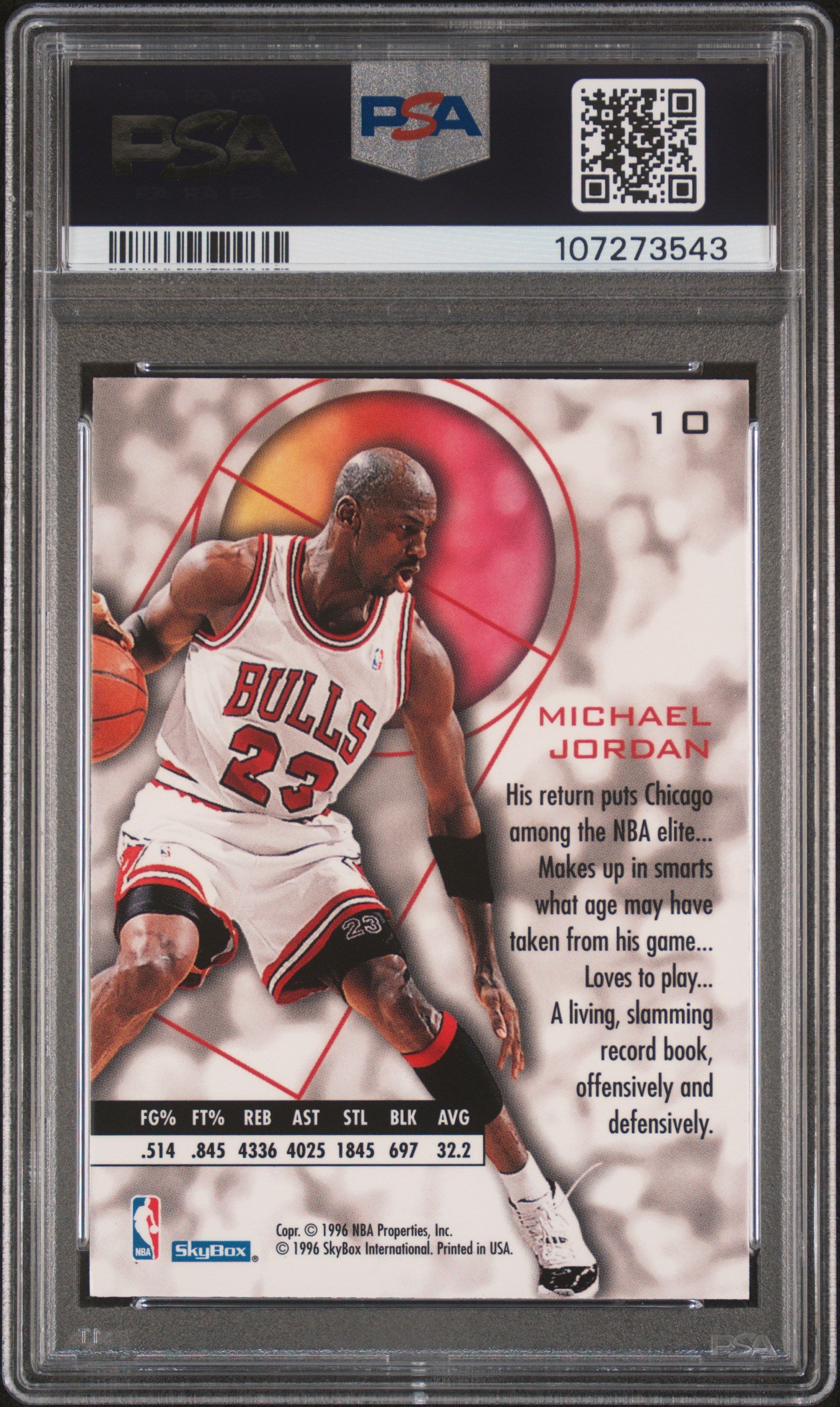 1995 Skybox E-XL Michael Jordan #10 PSA 8