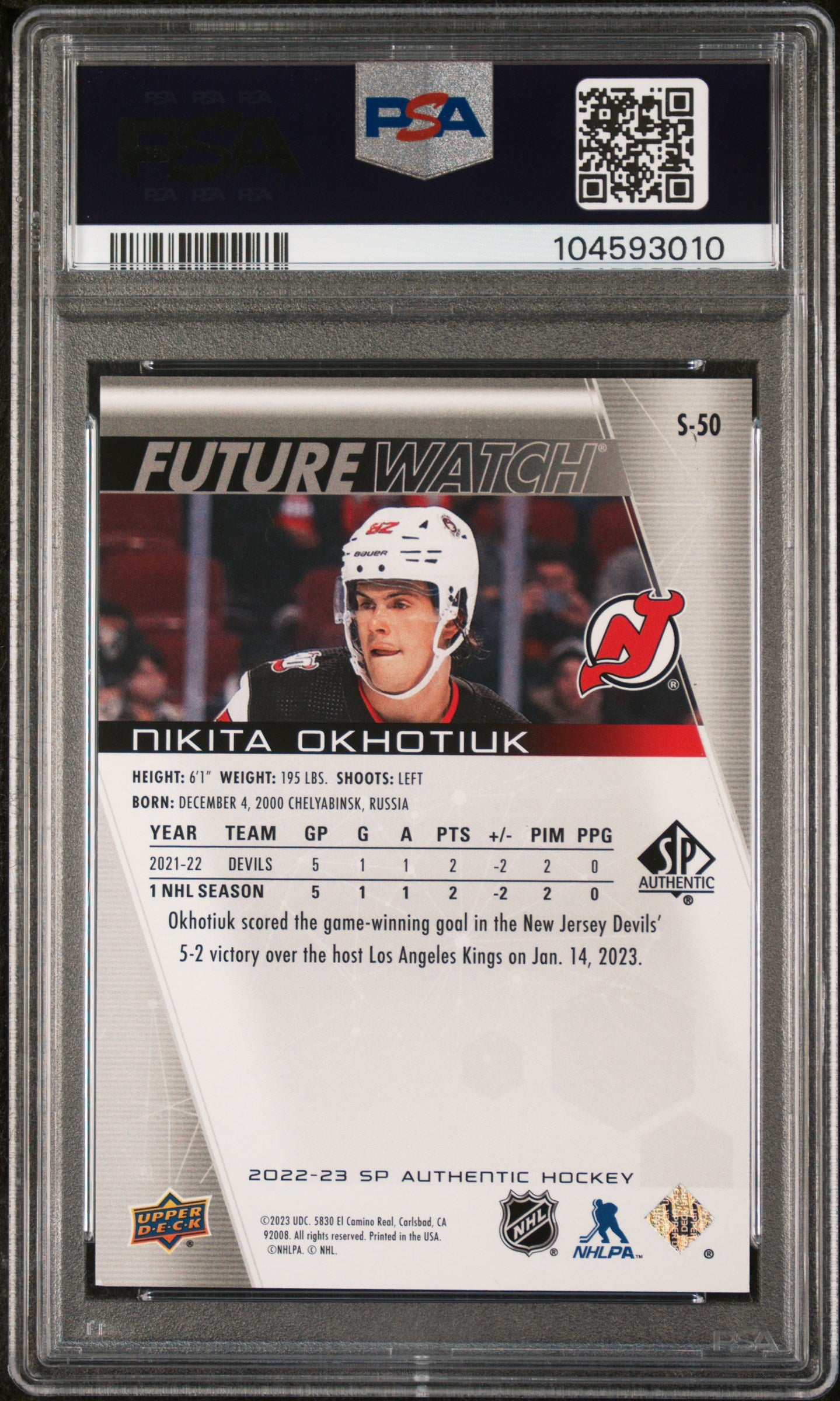 2022 SP Authentic Spectrum FX Nikita Okhotiuk #S50 - /50 GOLD - PSA - /50 GOLD