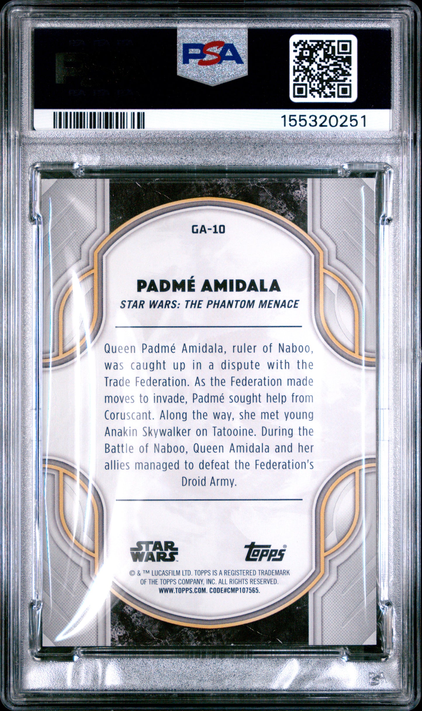 2025 Star Wars Smugglers Outpost - Padme Amidala - Blue Foil /50 - PSA - /50